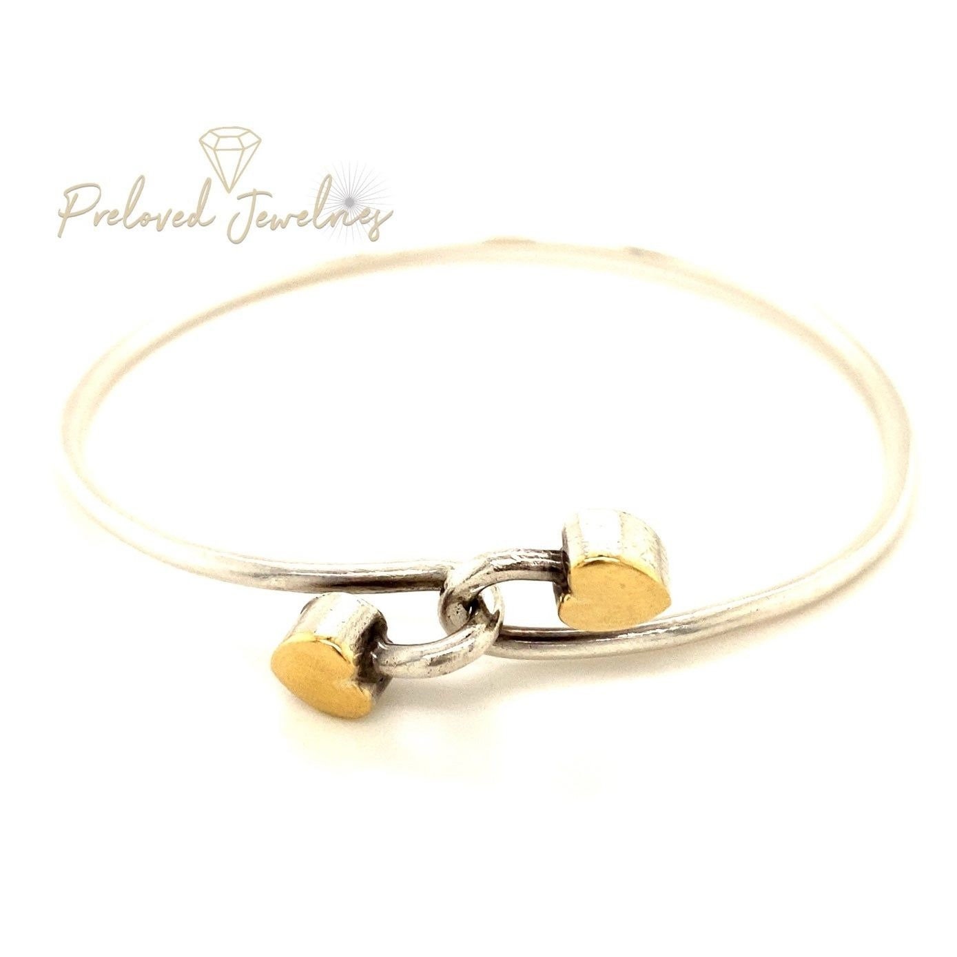 T&Co. Two-Tone Double Heart Hook-On Bracelet