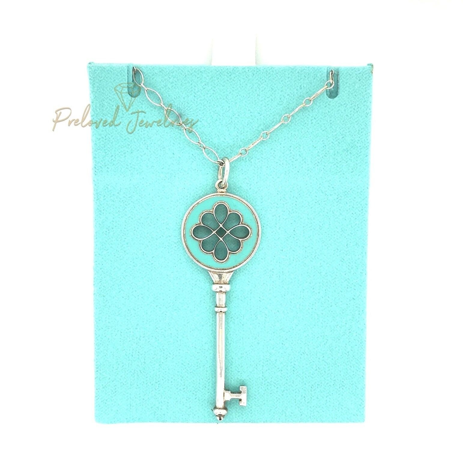 T&Co. Silver Teal Key Pendant Necklace