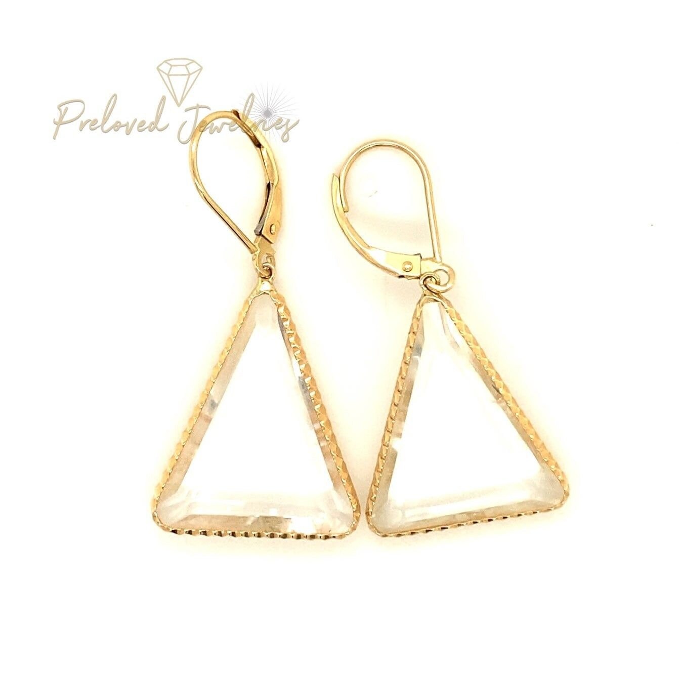 14k Clear Glass Dangle Earrings