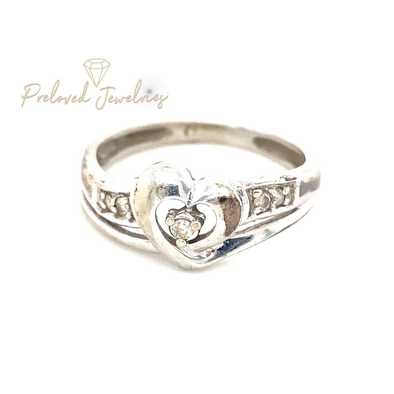 10k Heart with Diamonds Ladies Ring