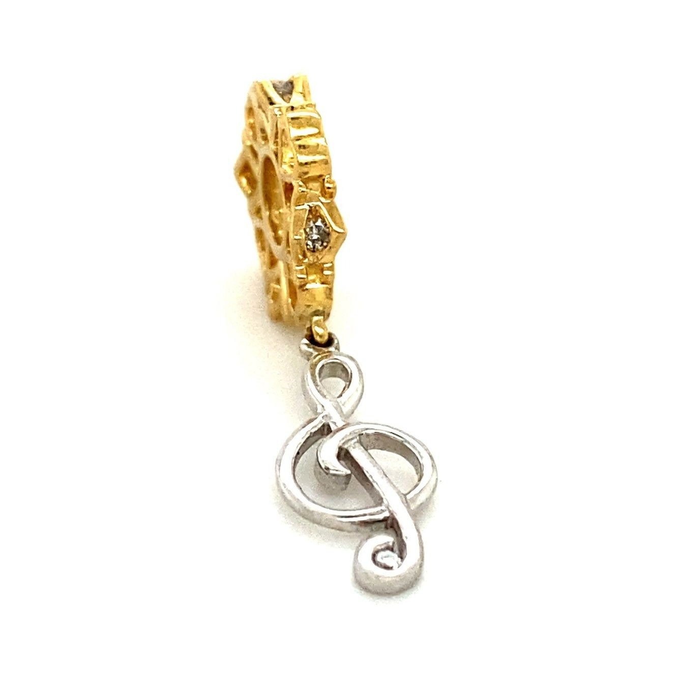 14k Two-Tone Diamond Treble Clef Storywheel Charm