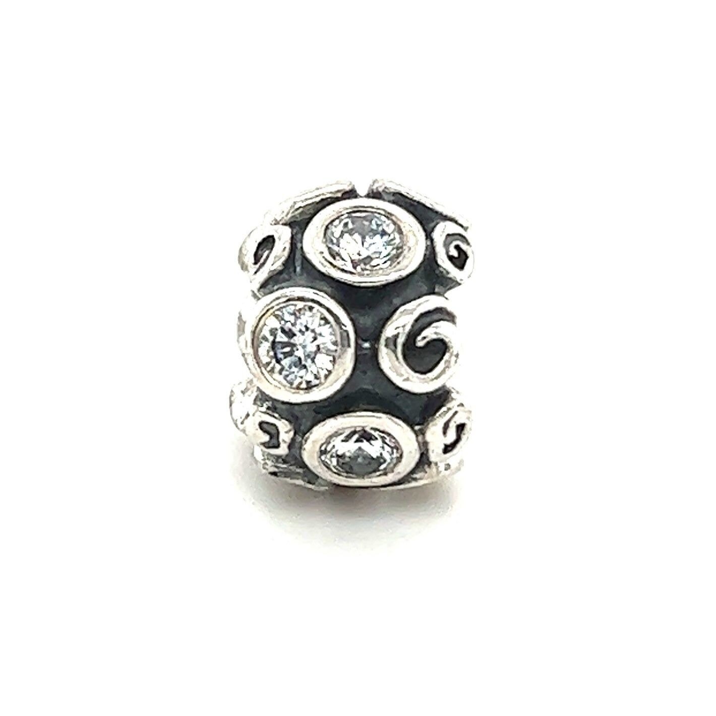 Pandora White Cz Scroll Round Charm