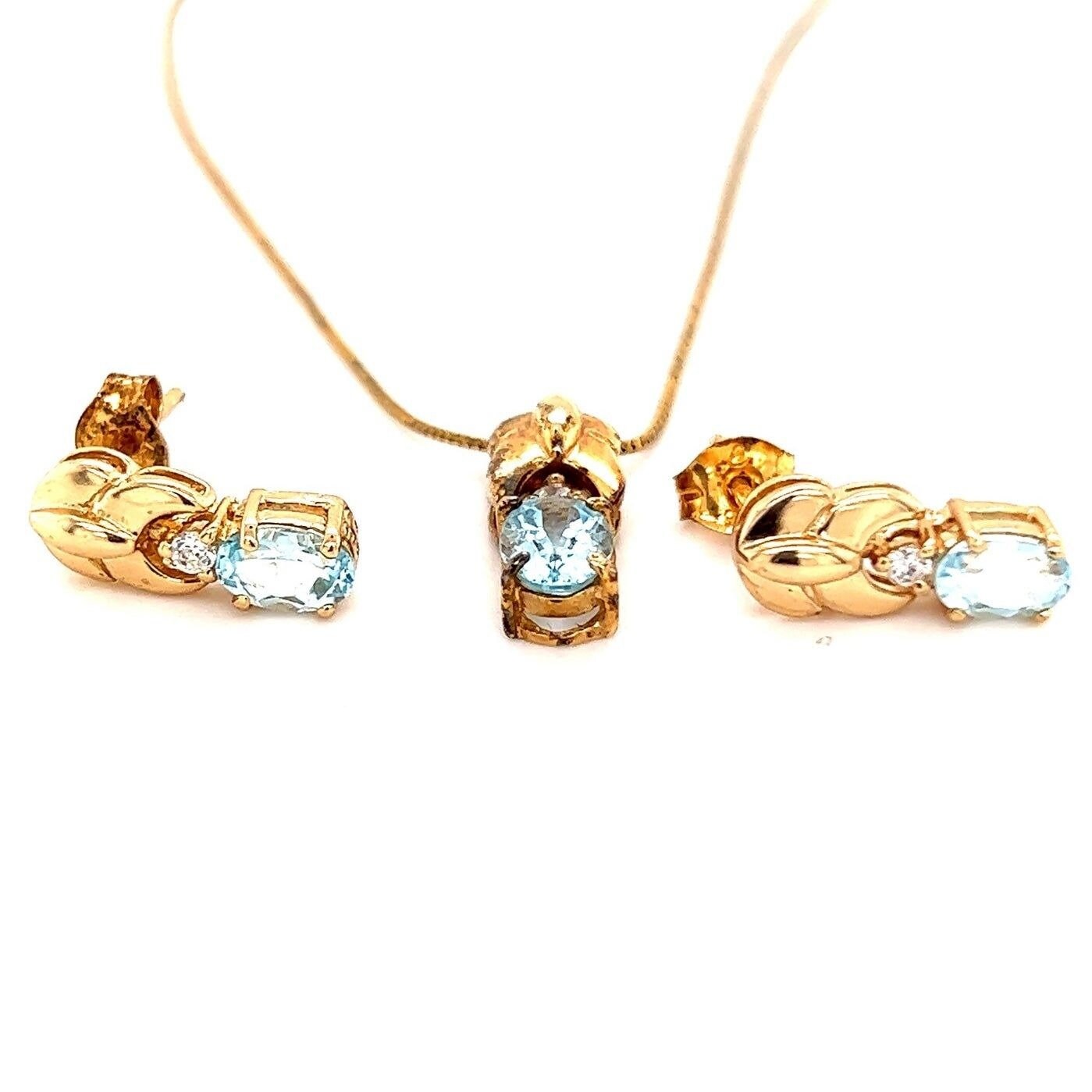 925 Vermeil Topaz Necklace & Earrings Set