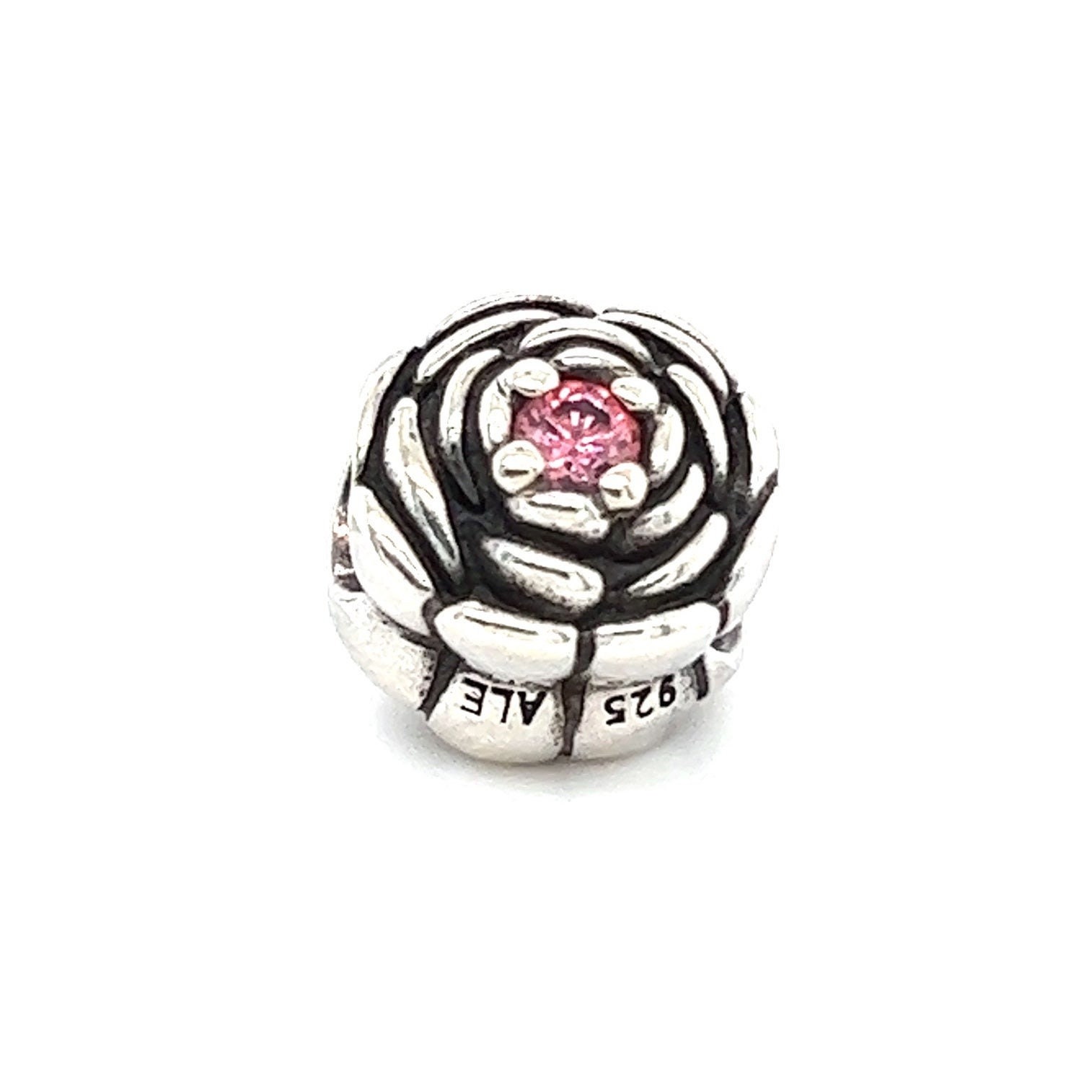 Pandora Pink Cz Blooming Rose Charm