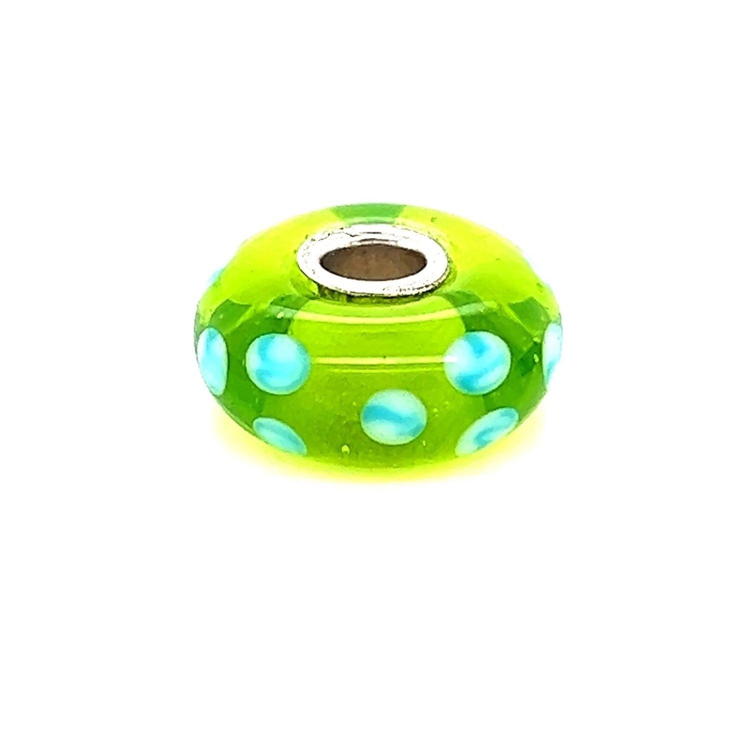 Trollbeads Turquoise Green Dot Glass Bead