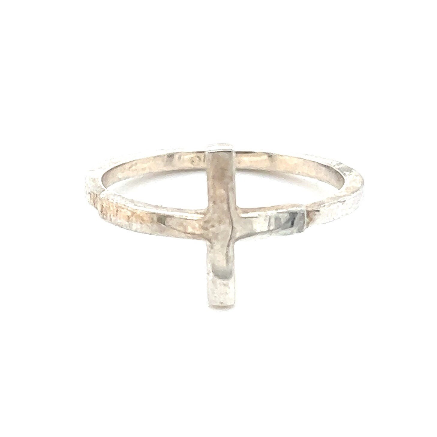 Sterling Sideways Cross Ring