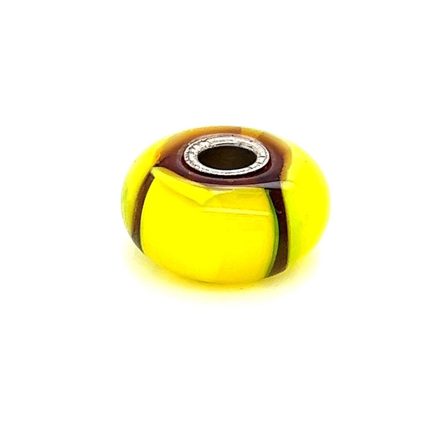 Trollbeads Yellow with Brown Accent Glass Bead