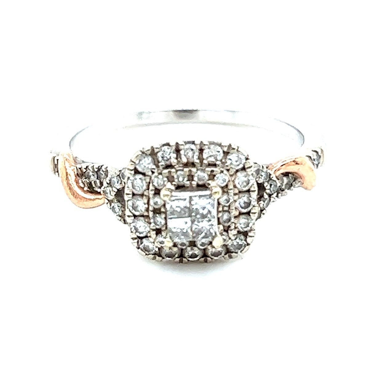 Engagement 10K White/Rose Gold Diamond Ring