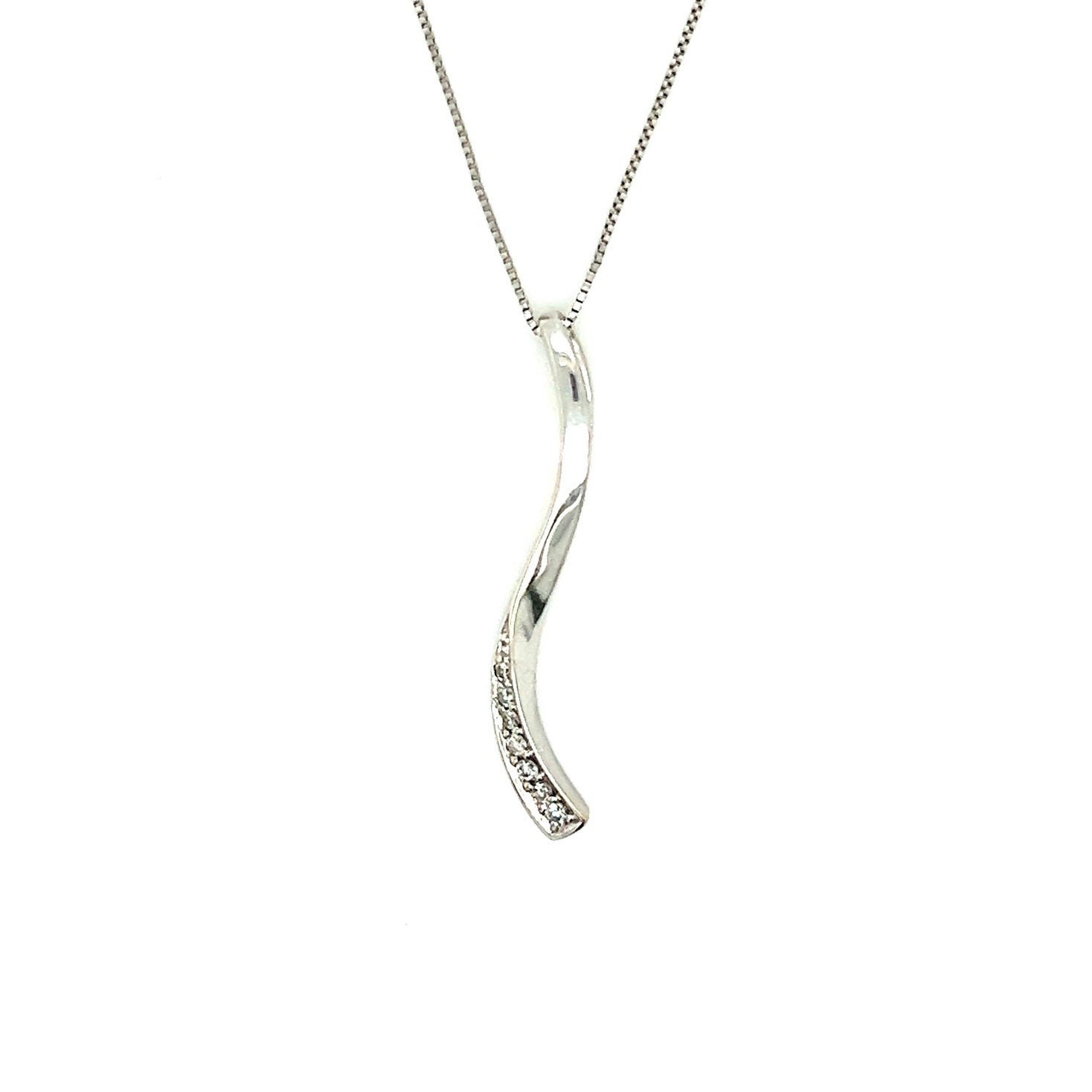 14k/10k Diamond Wavy Pendant Necklace