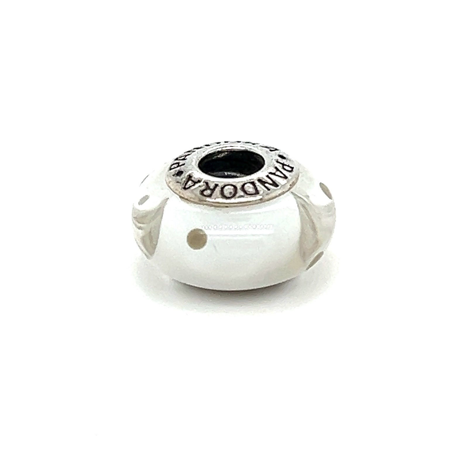 Pandora White Polka Dot Murano Glass Charm