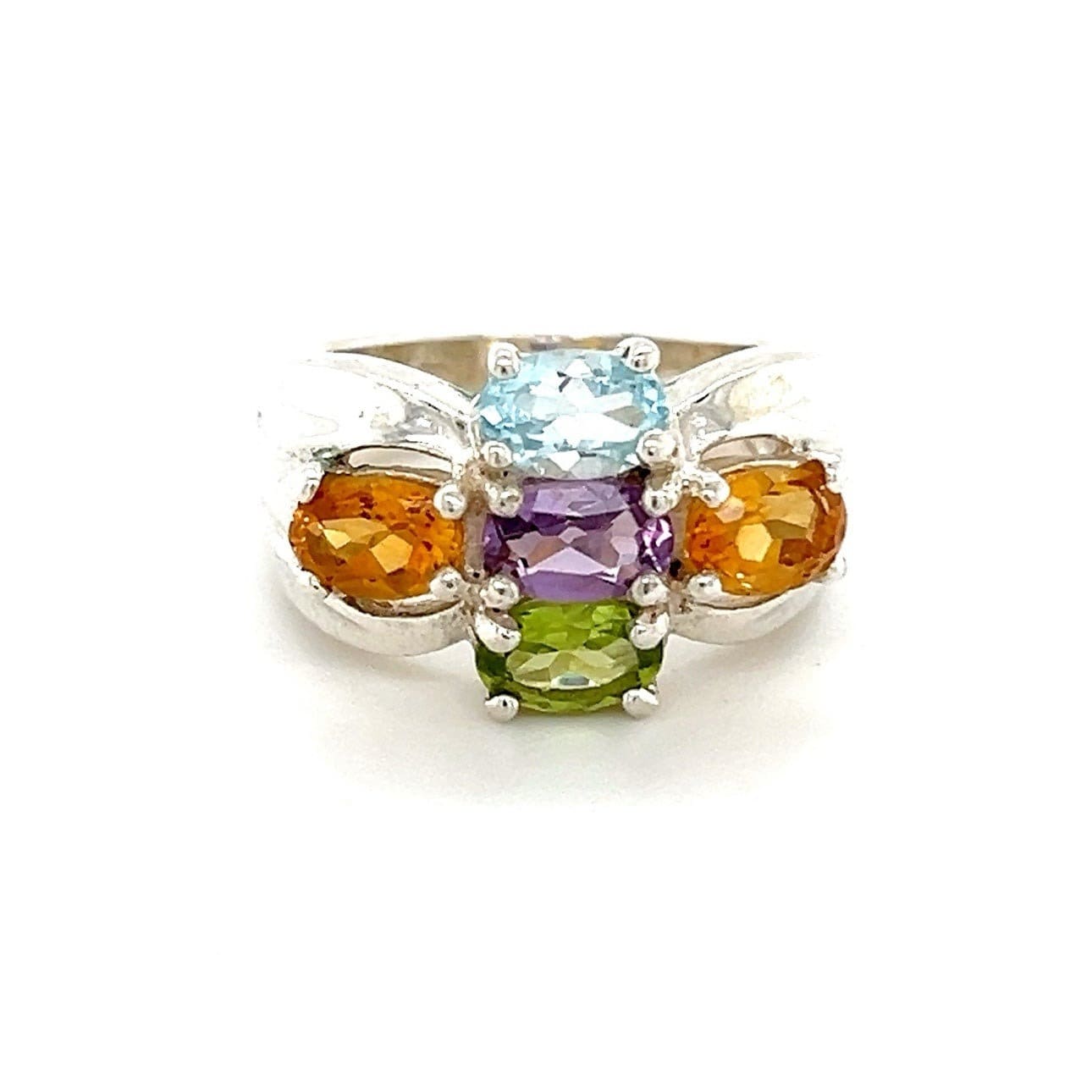 Sterling Silver 925 5-Gems Ring