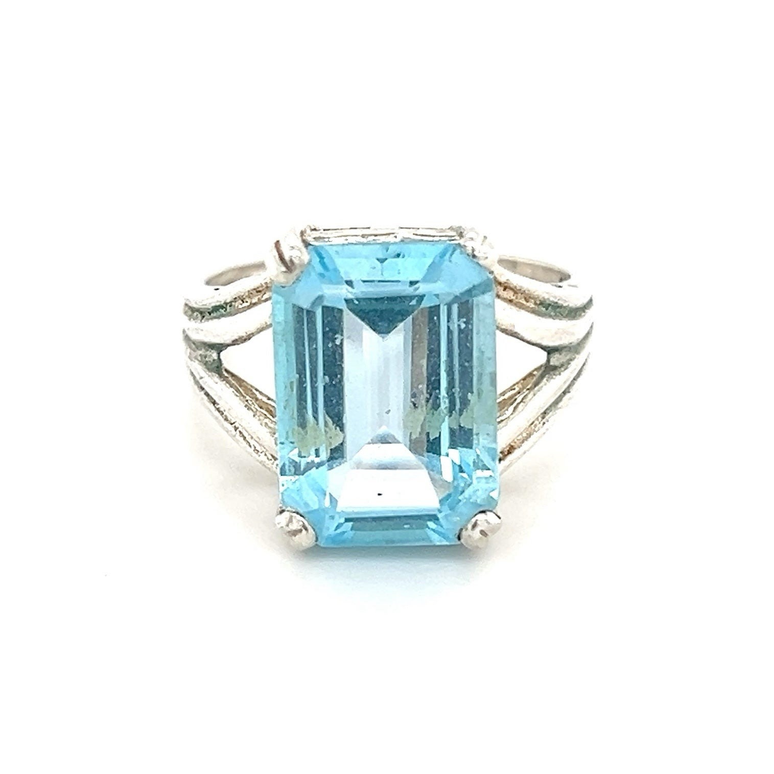 Lovely Exquisite Sterling Large Topaz Ring