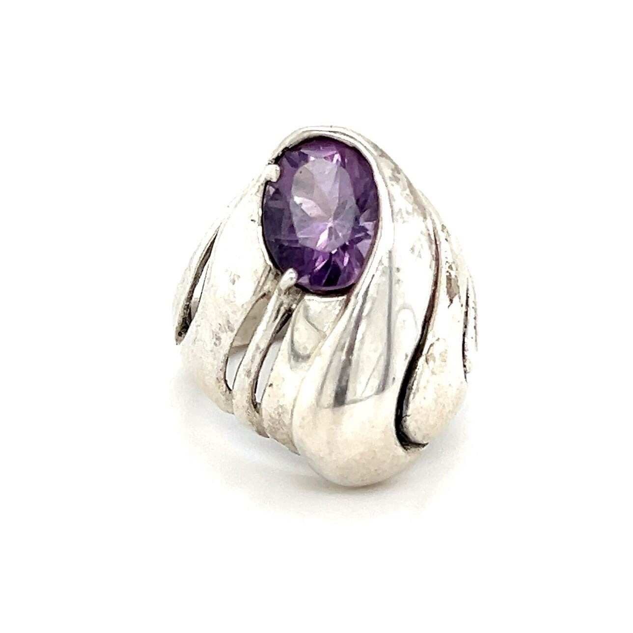 Large Sterling Silver Amethyst Ring