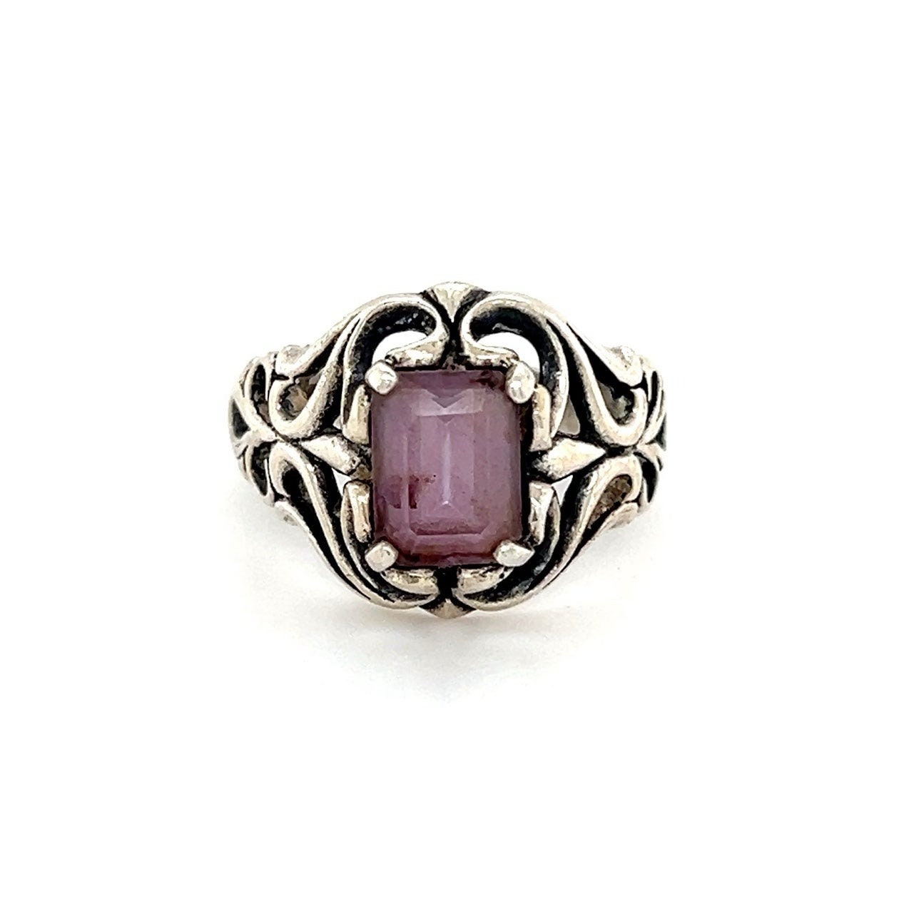 Women's Vintage Sterling Silver Pink Gem Ring