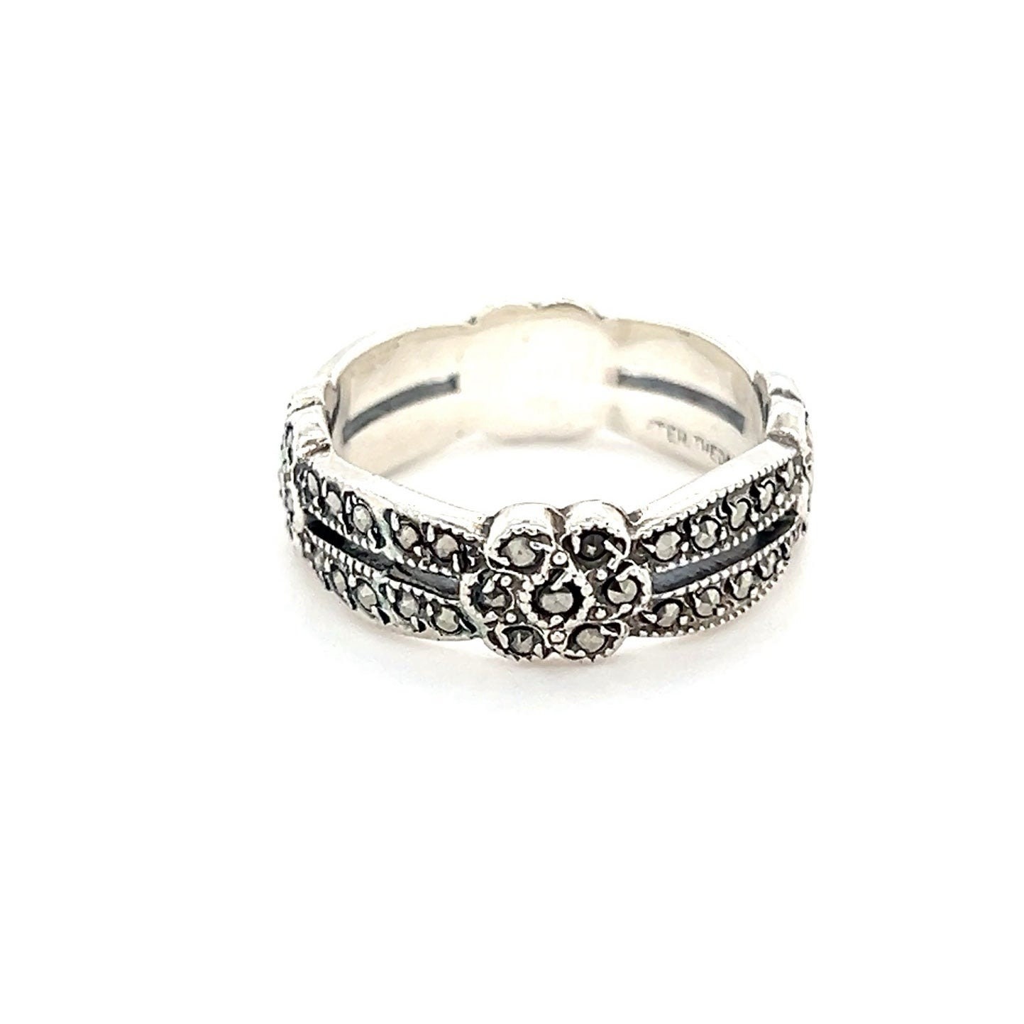 Sterling Silver THEDA Floral Marcasite Ring