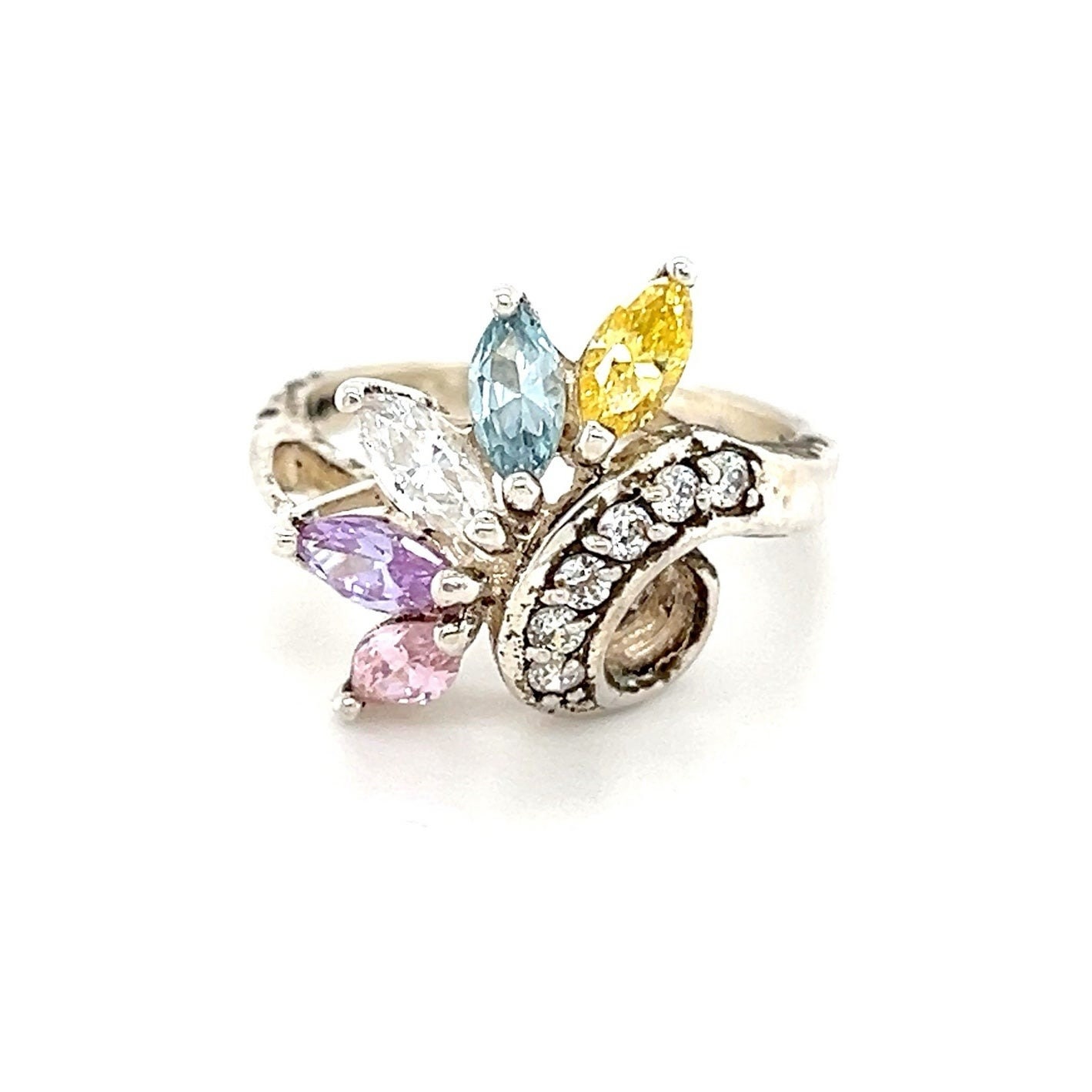 5-Marquis Cut Gems Sterling Silver 925 Ring