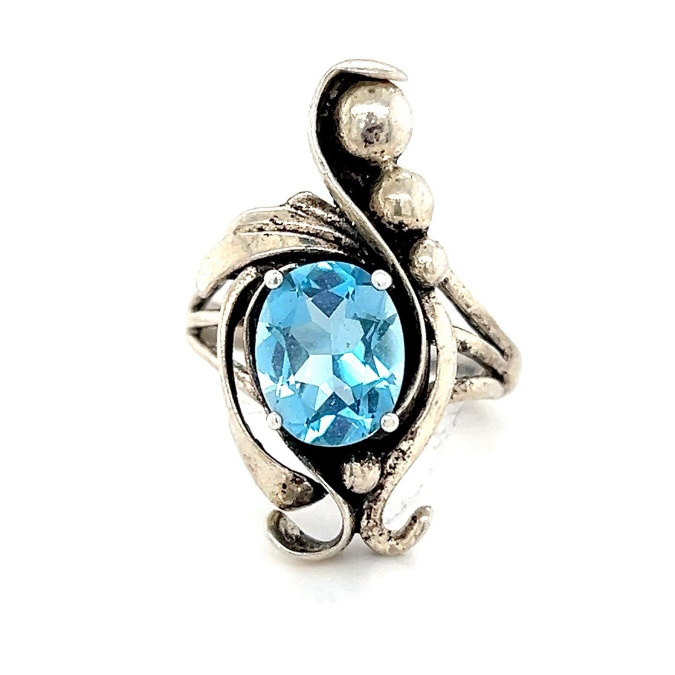 Female Sterling Silver 925 Topaz Dotted Ring