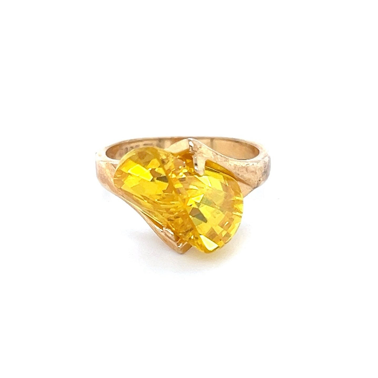 Sterling Gold Vermeil 925 Yellow Cz Taiwan Ring