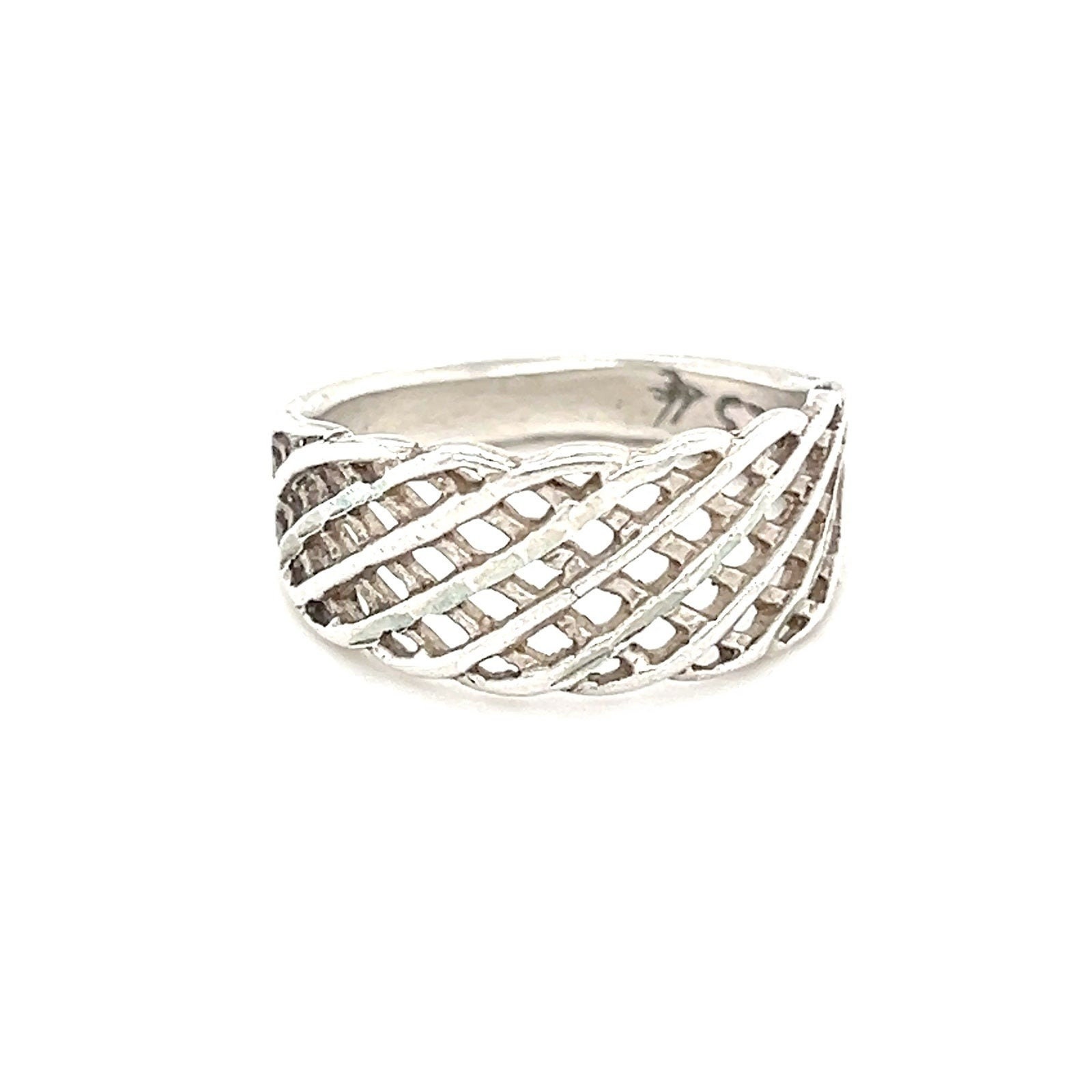 Sterling Silver 925 Basket Weave Ring