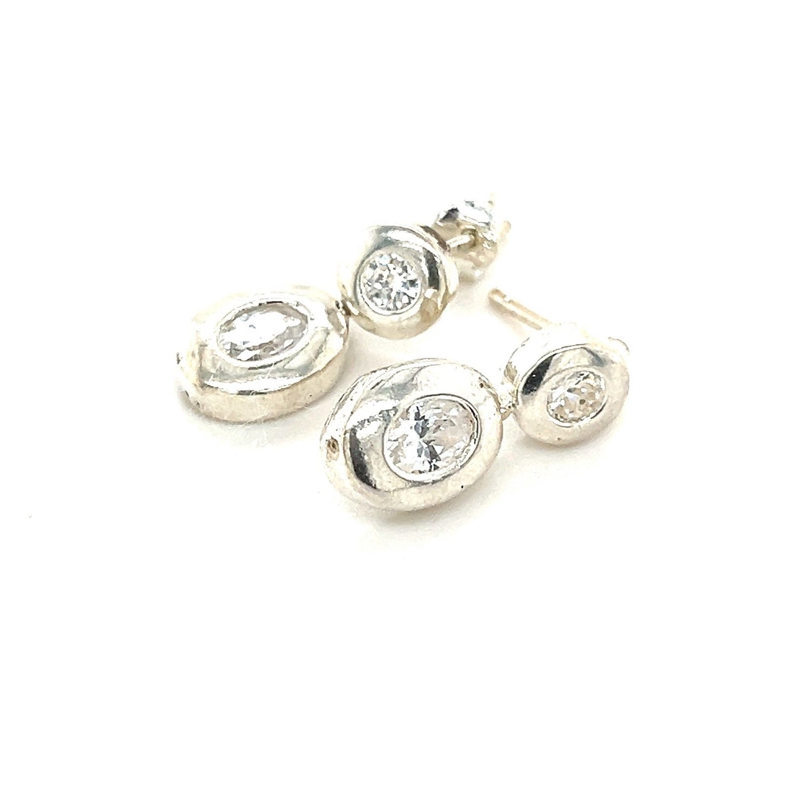 Sparkling Sterling Silver Cz Drop Earrings