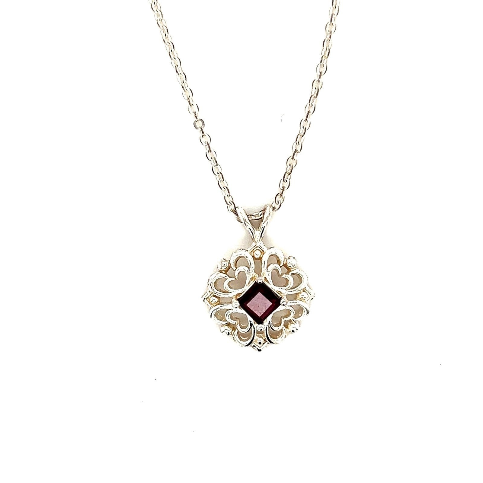 Sterling Silver 925 Garnet Necklace