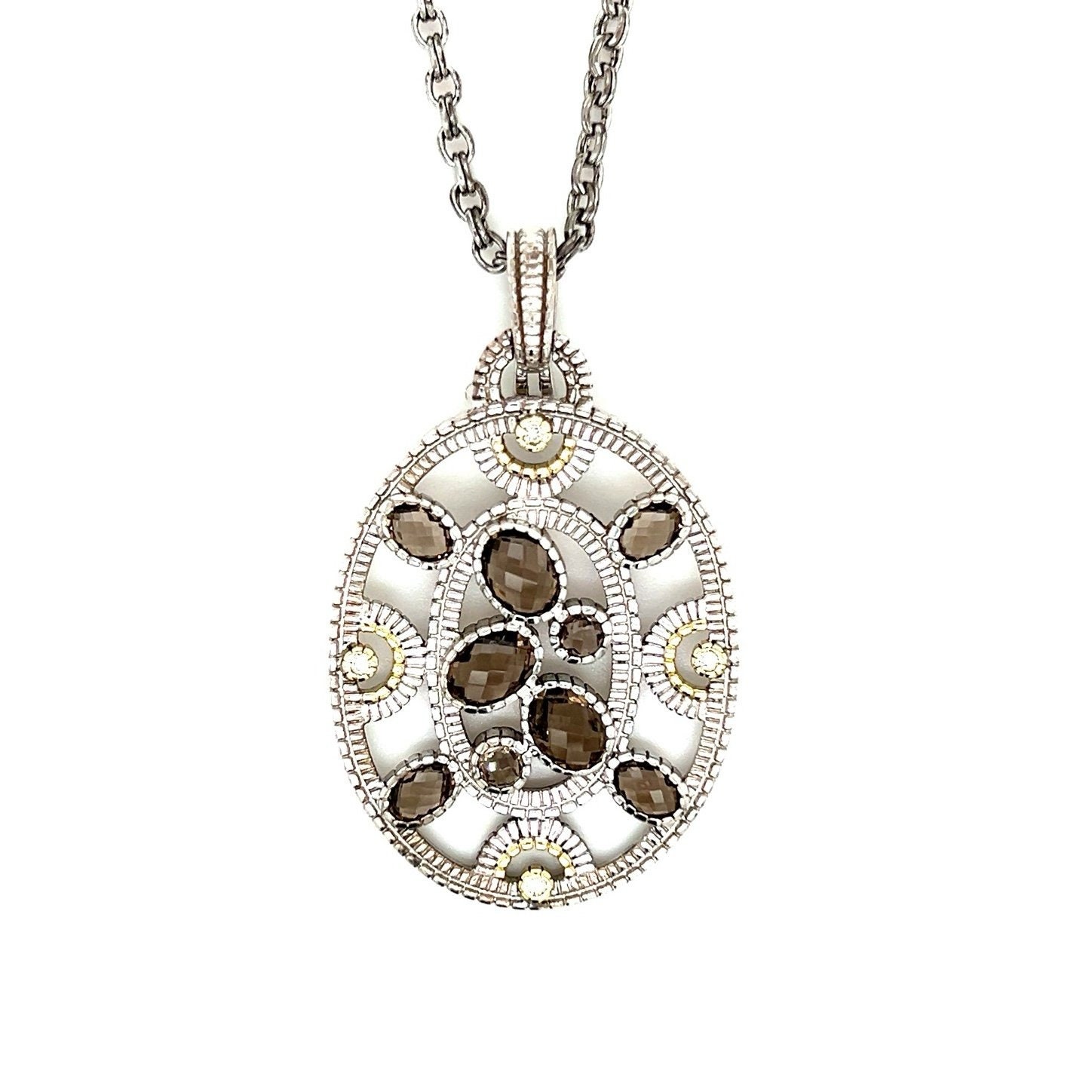 Judith Ripka Two-Tone (18k/925) Smoky Topaz/Diamonds Necklace