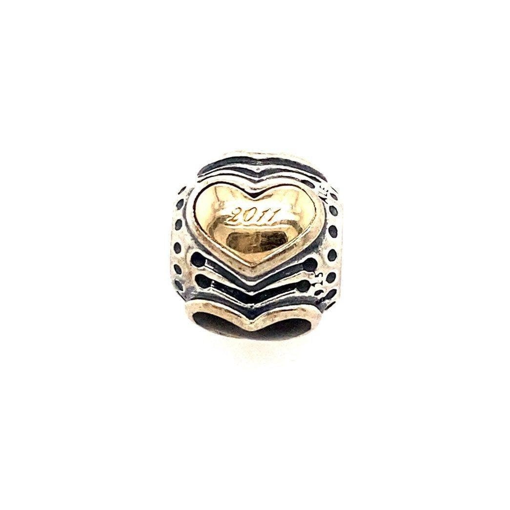 Pandora 2011 Two Tone Midnight Heart Charm
