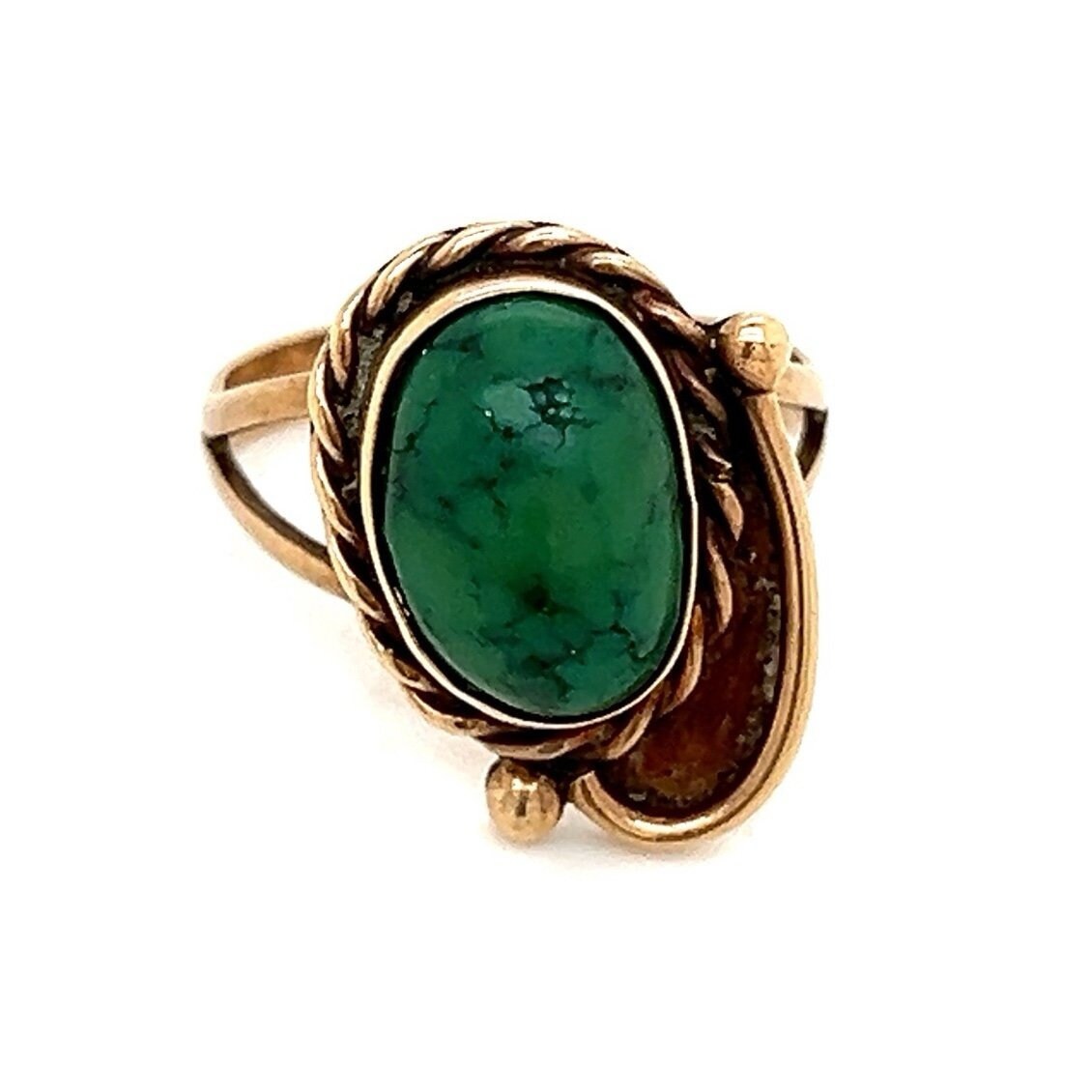 14K Green Turquoise Ring