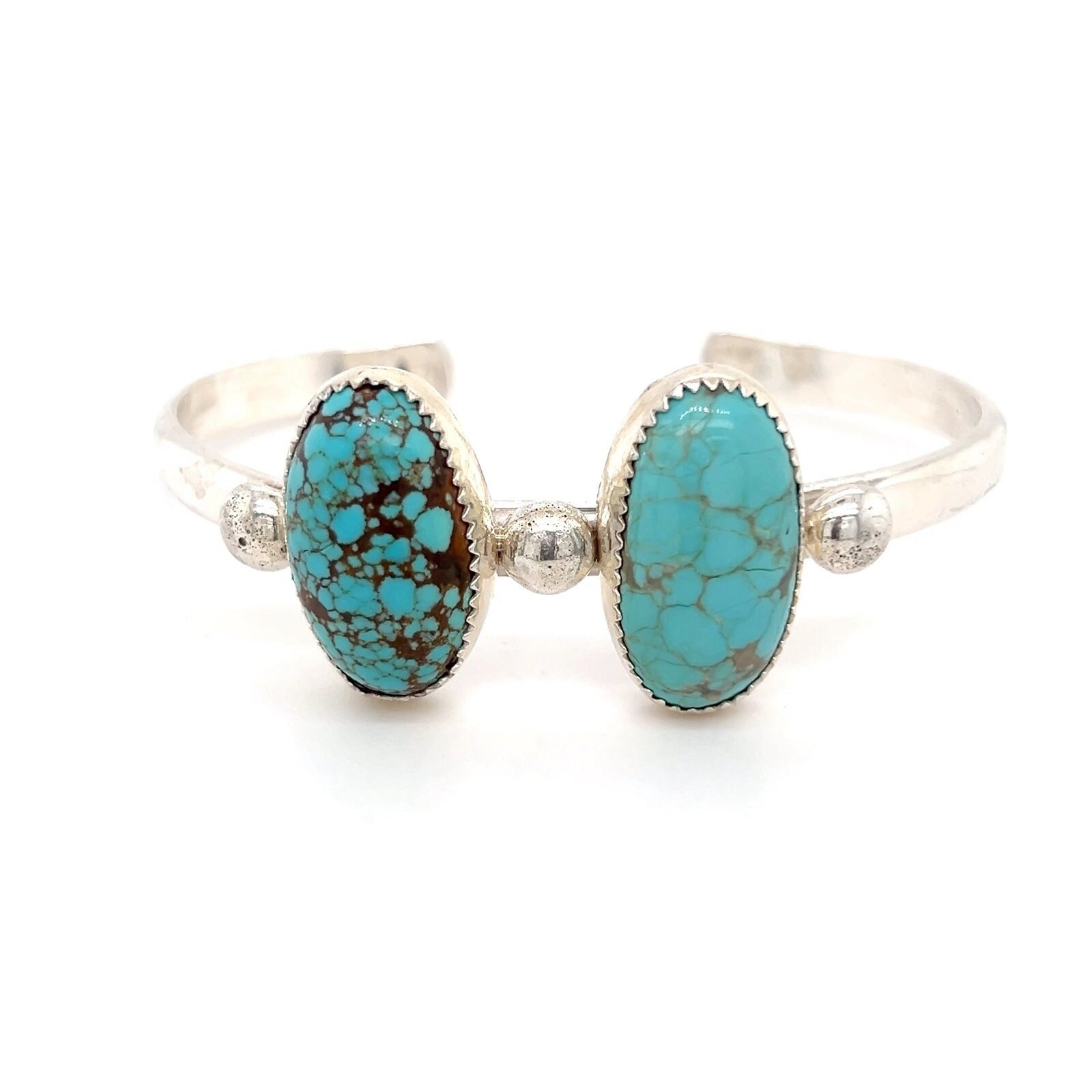 Native American 2-Turquoise Sterling Silver Cuff
