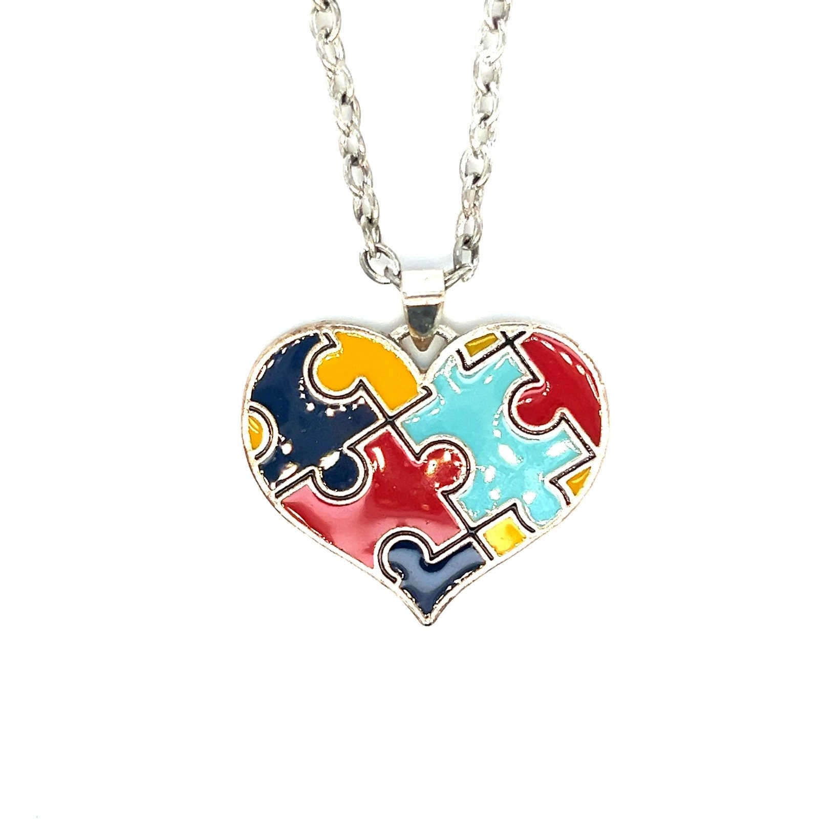 Autism Awareness Puzzle Heart Necklace