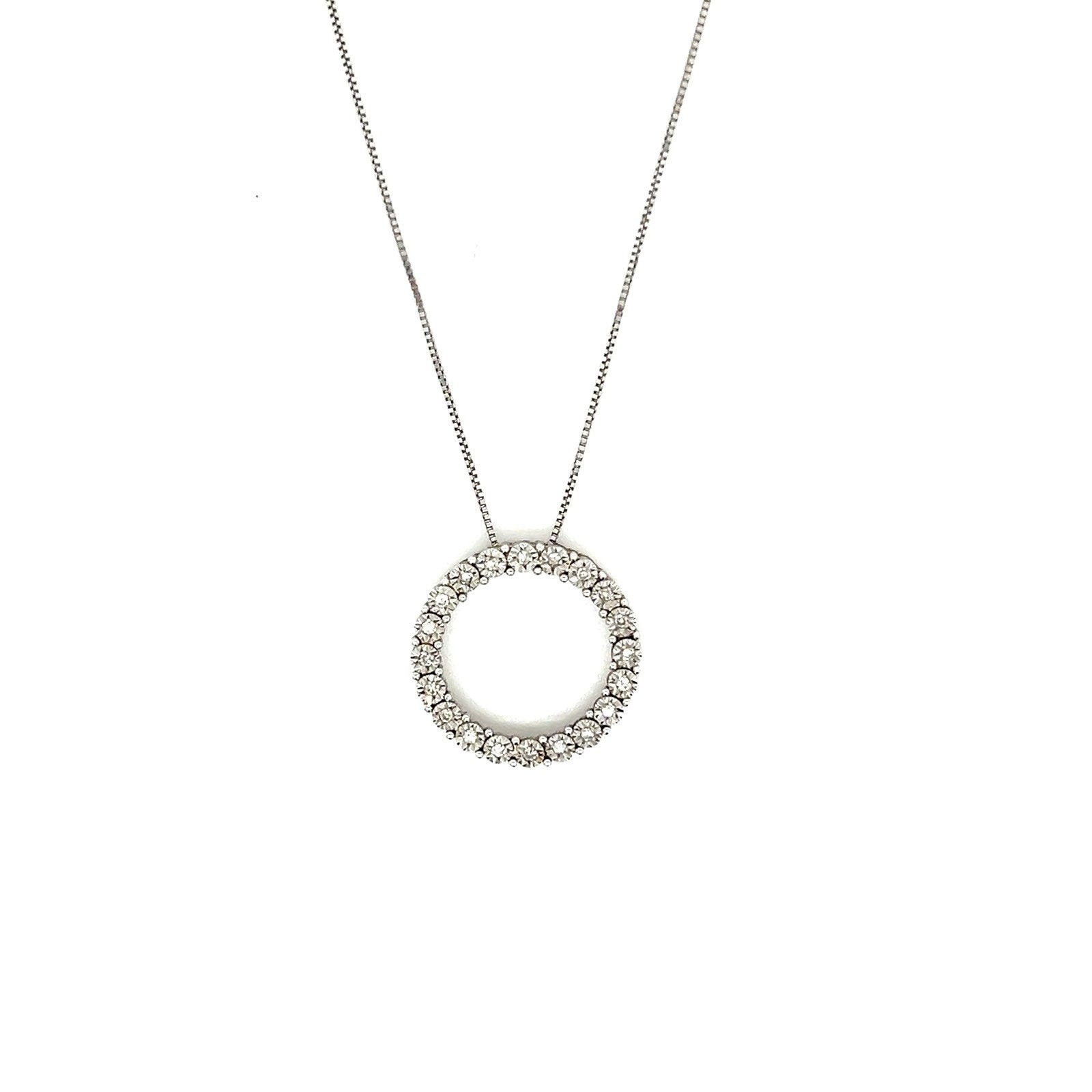 14k Gold Eternity Circle Diamond Necklace