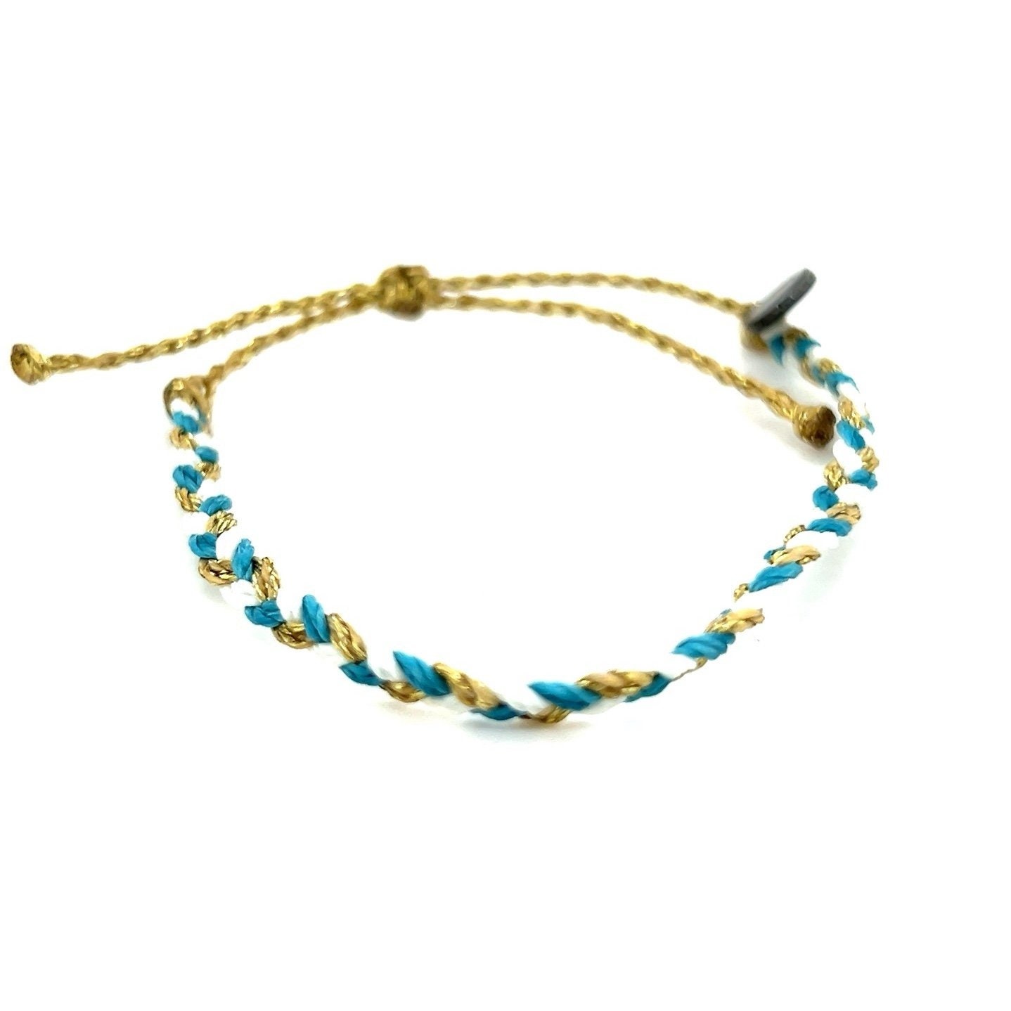 Pura Vida Blue/White/Gold Braided Bracelet