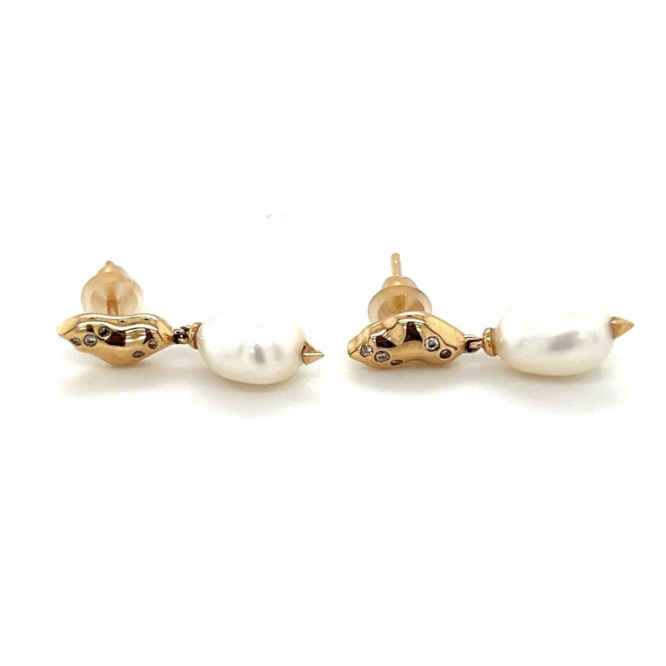 Limited Edition Kendra Scott 14K Gold Pearl/Diamonds Earrings