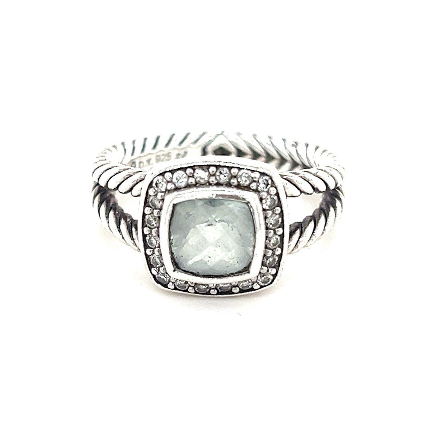D.Y. 925 Prasiolite/Diamonds Albion Ring
