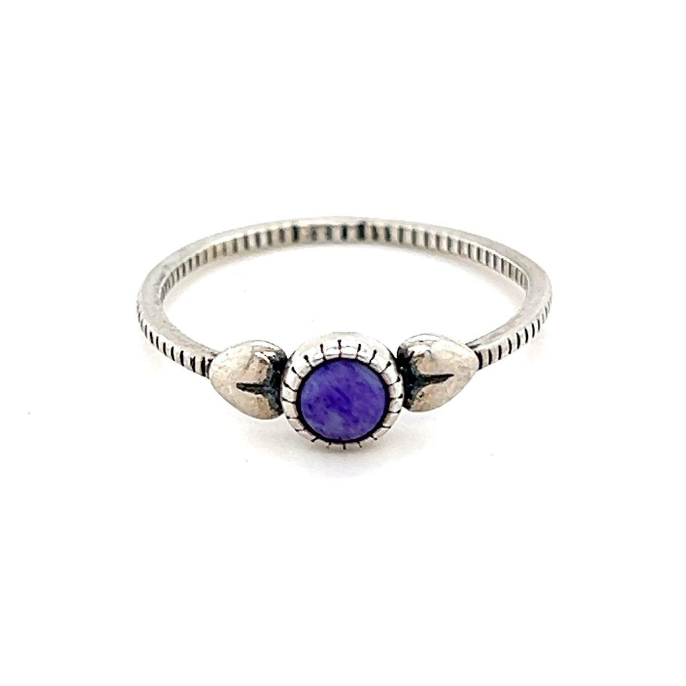 Silver 925 Purple Stone Thin Band Ring