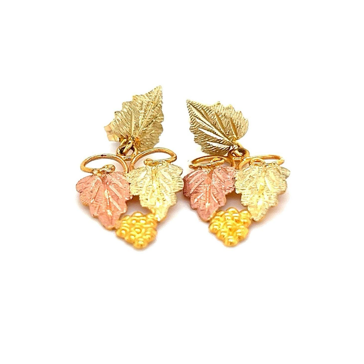 10K Black Hills Gold Leaf Drop Earrings