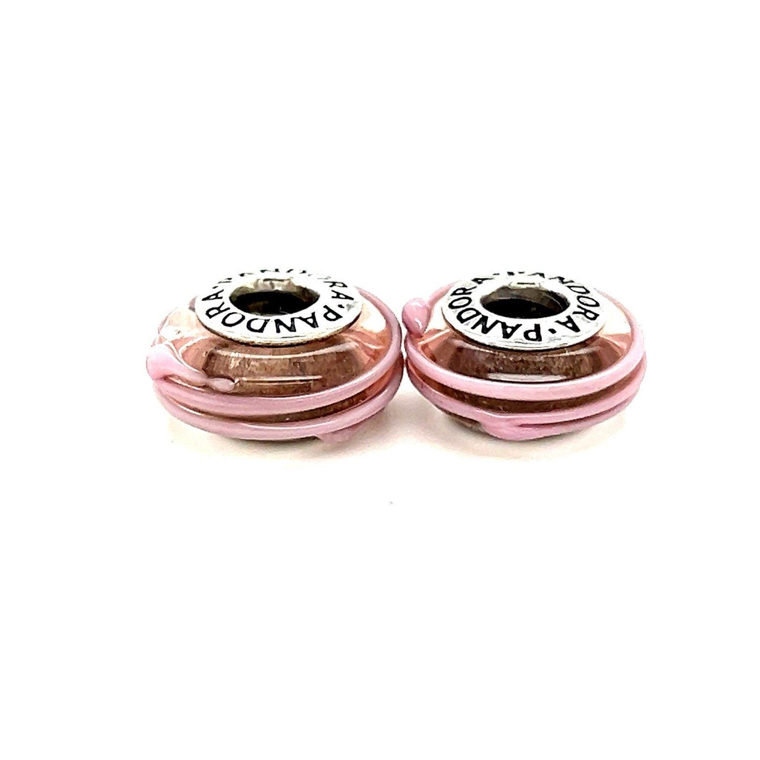2 Pandora Pink Spiral Murano Charms