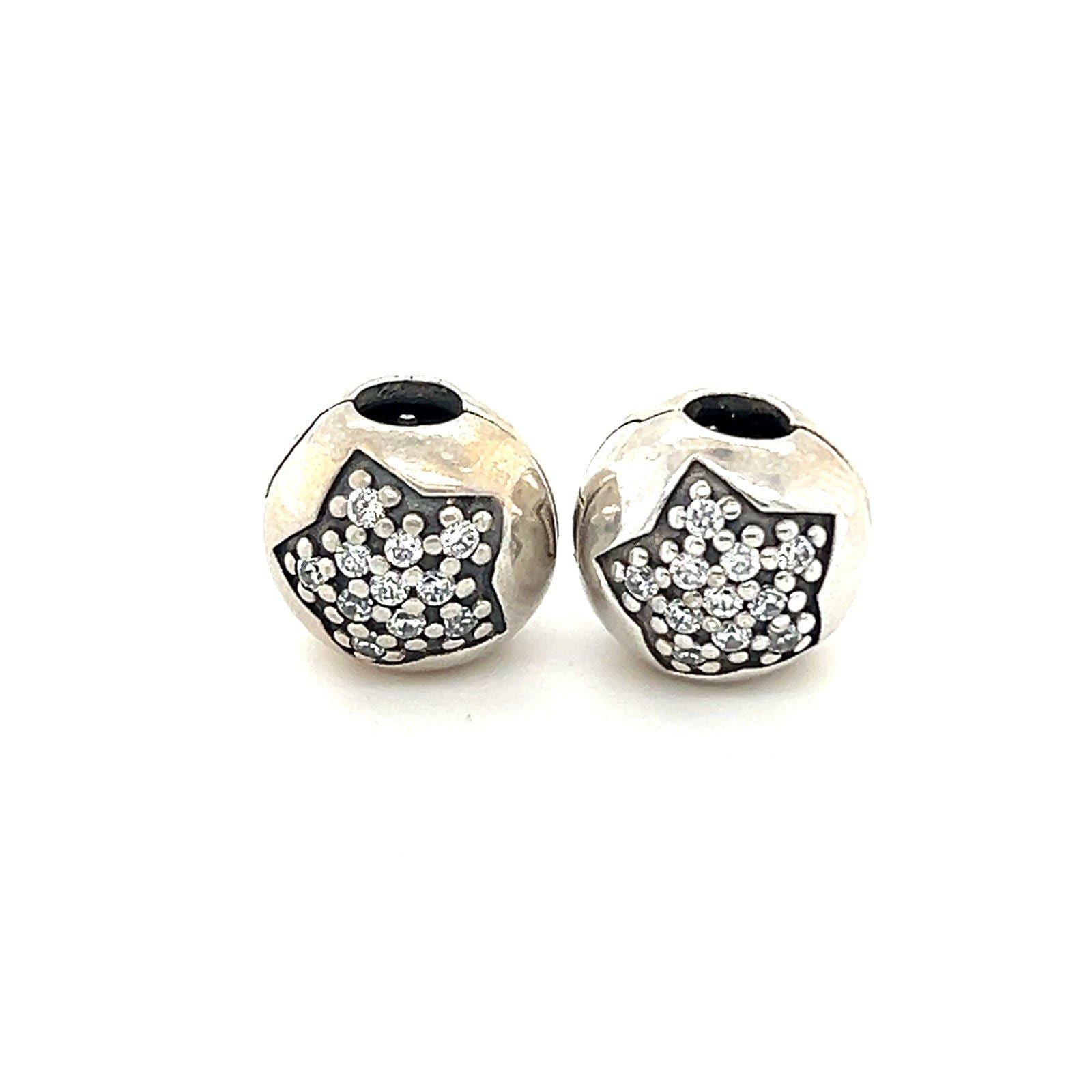 2 Pandora Pave Cz Star Clip Charms