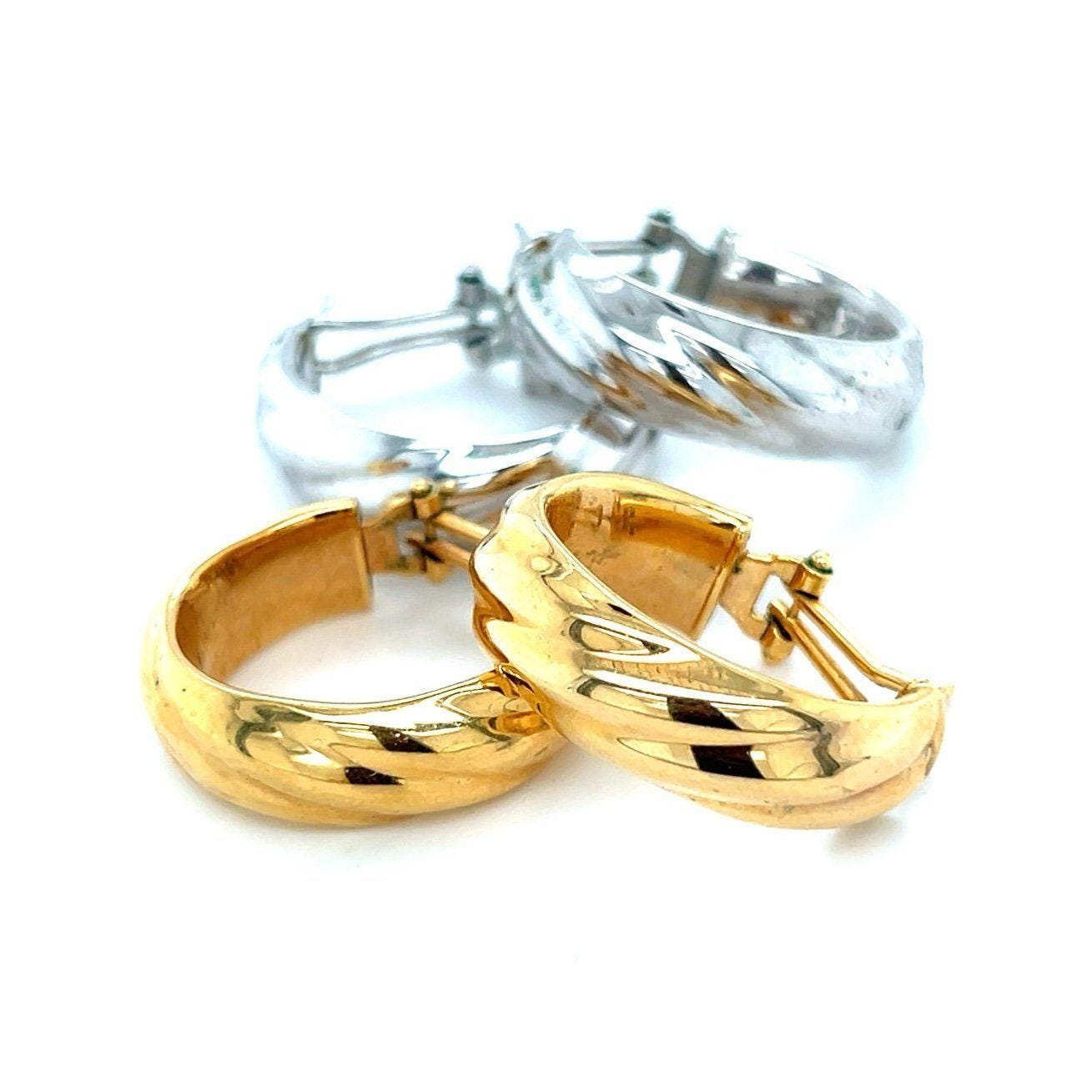 Silver & Gold Hoops Earrings (Set of 2)
