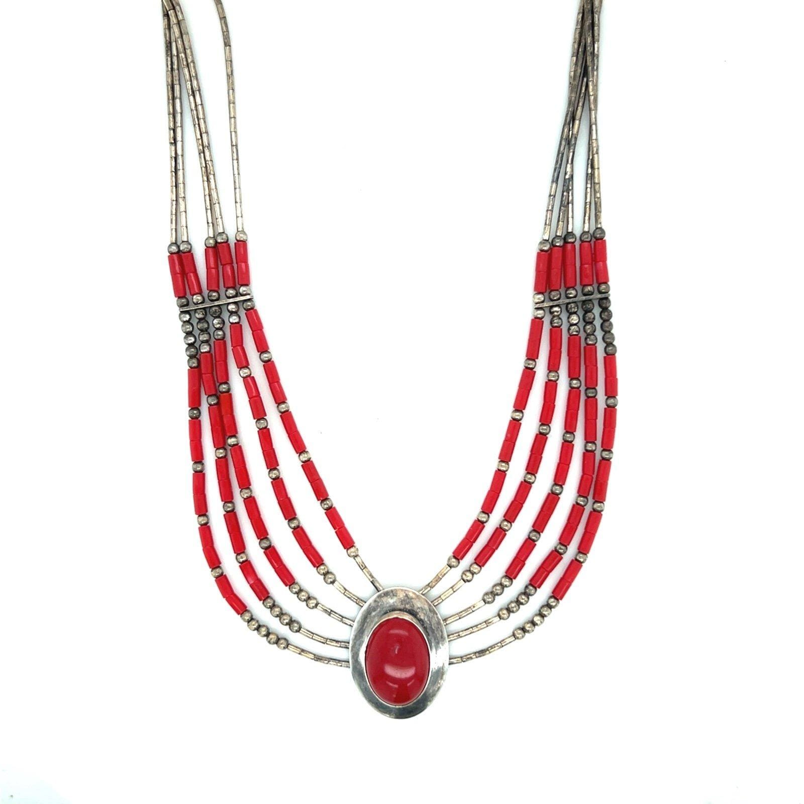 Sterling Red Stones Necklace