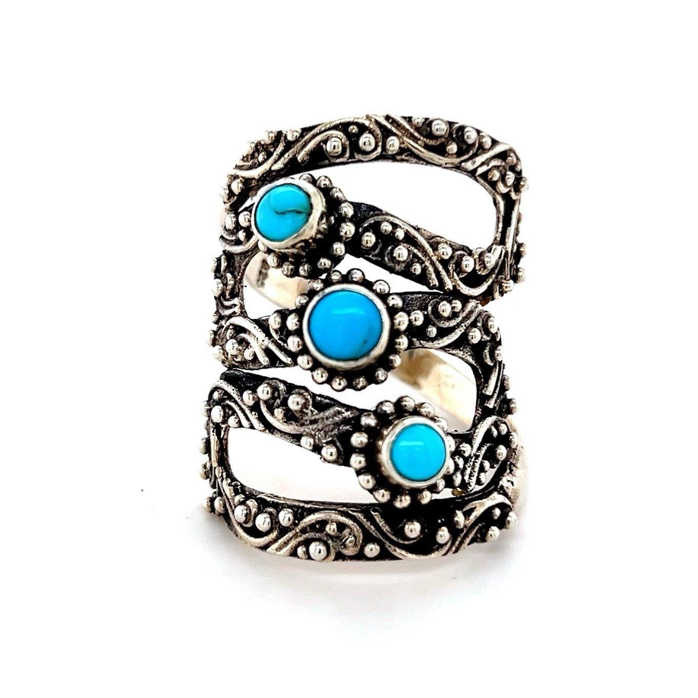 Silver 925 3-Turquoise Wrap Cool Ring