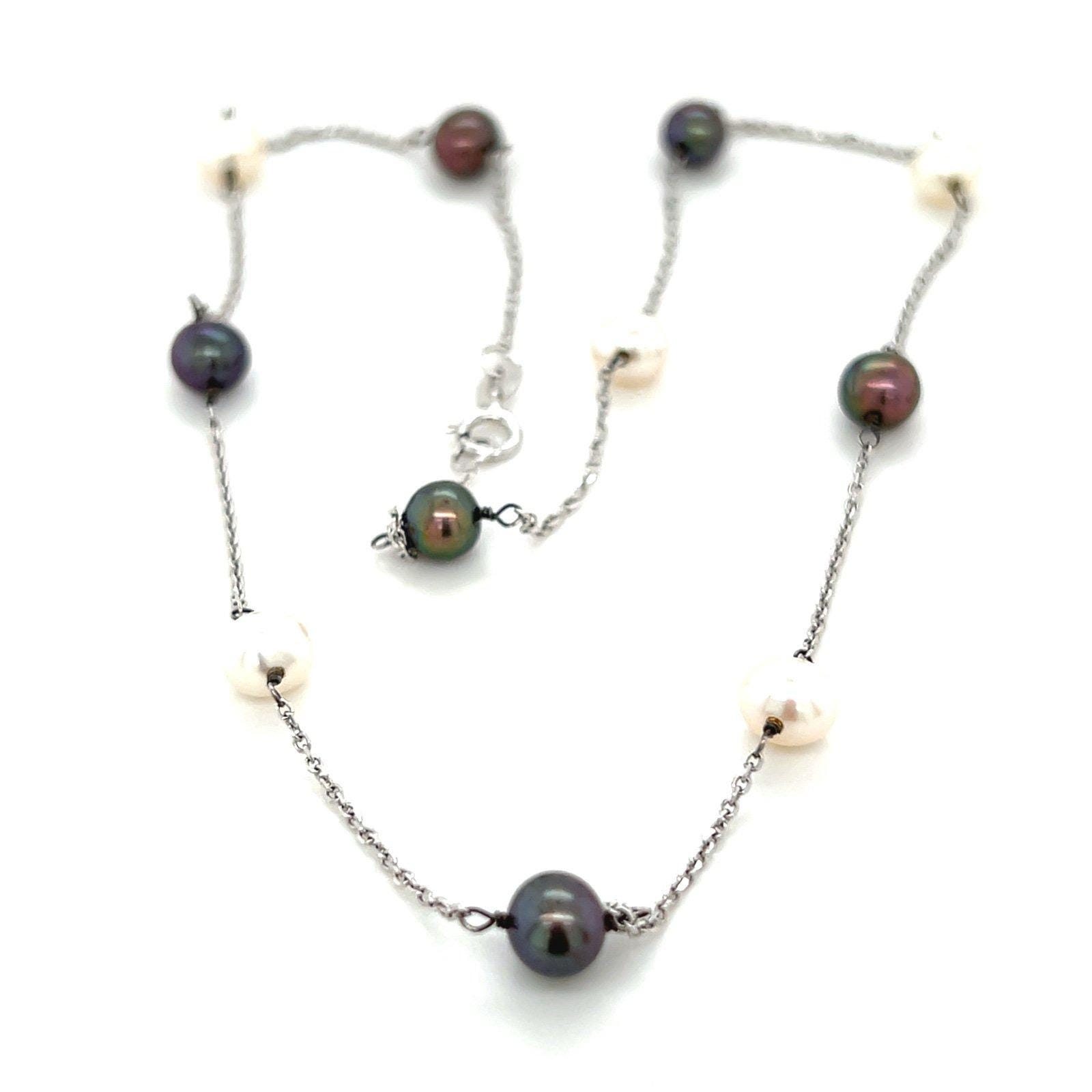 14K Station Pearl Necklace