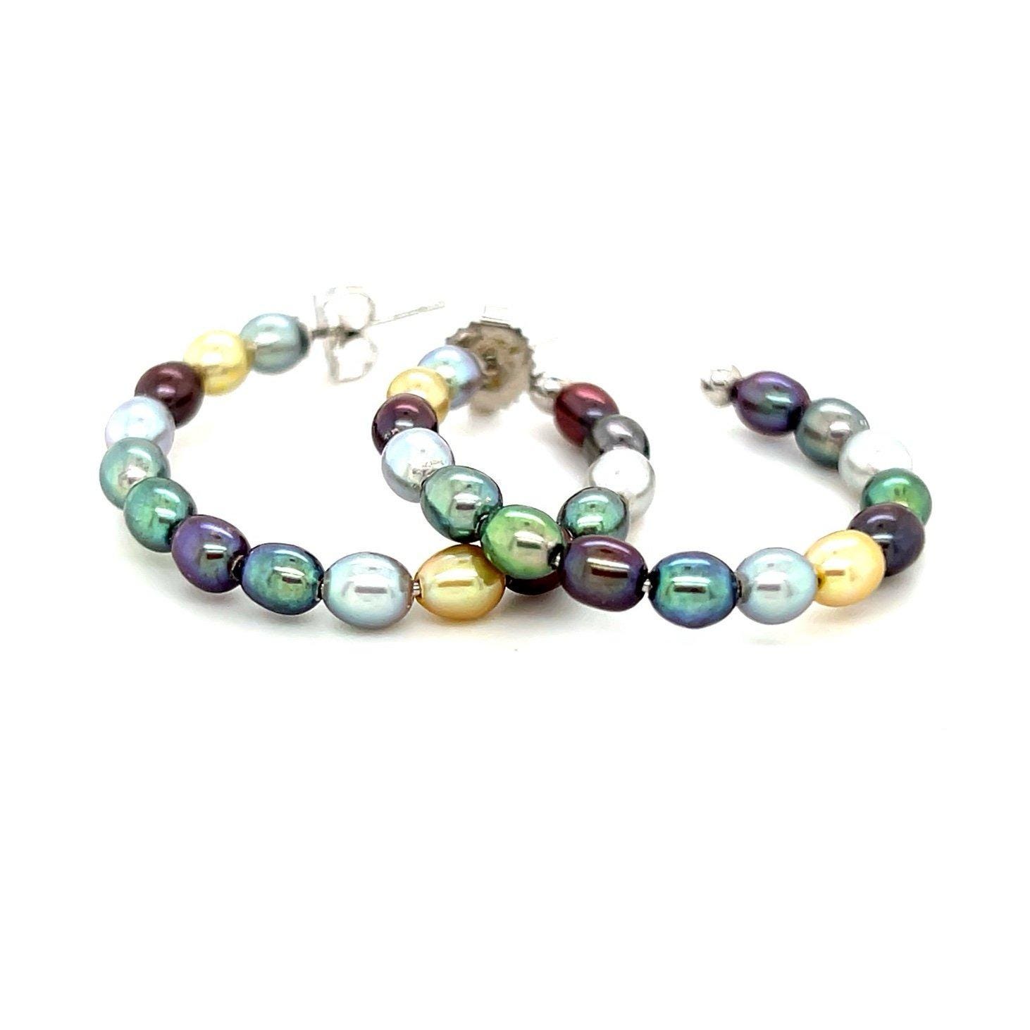 925 Multicolor Hoops Earrings