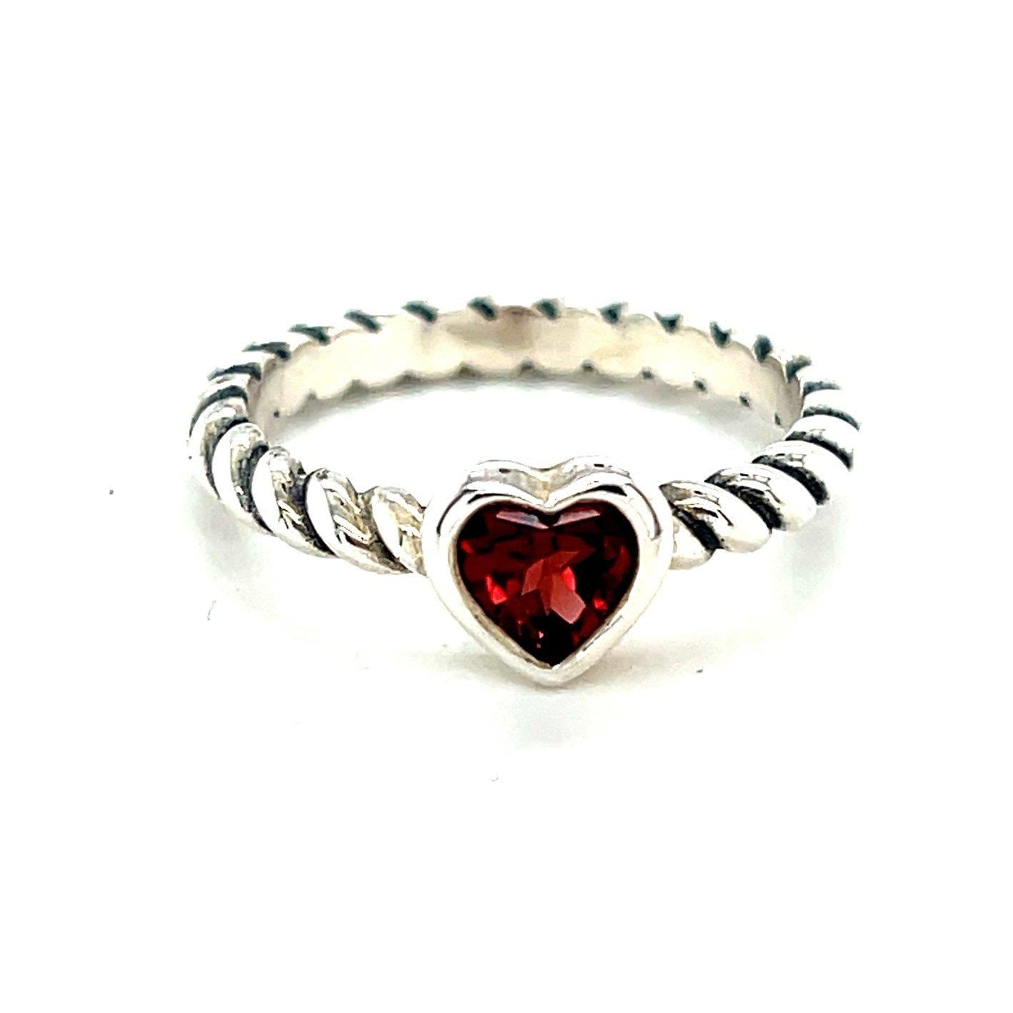 James Avery Gemstone (Garnet) Heart Twisted Ring