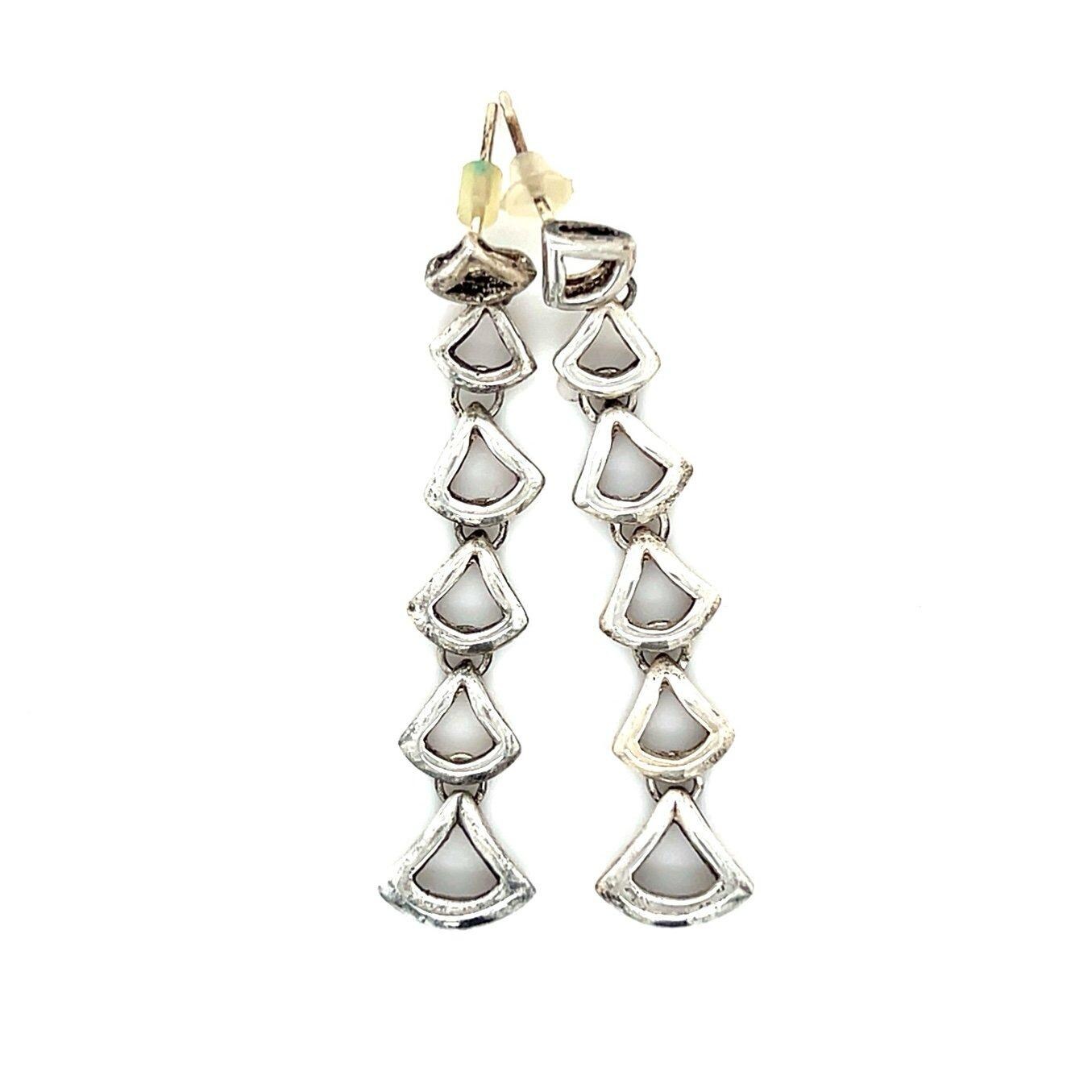 Silver 925 Triangle Design Drop Earrings