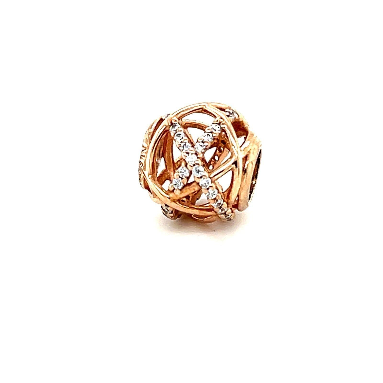 Pandora Rose Sparkling Cz & Polished Lines Charm