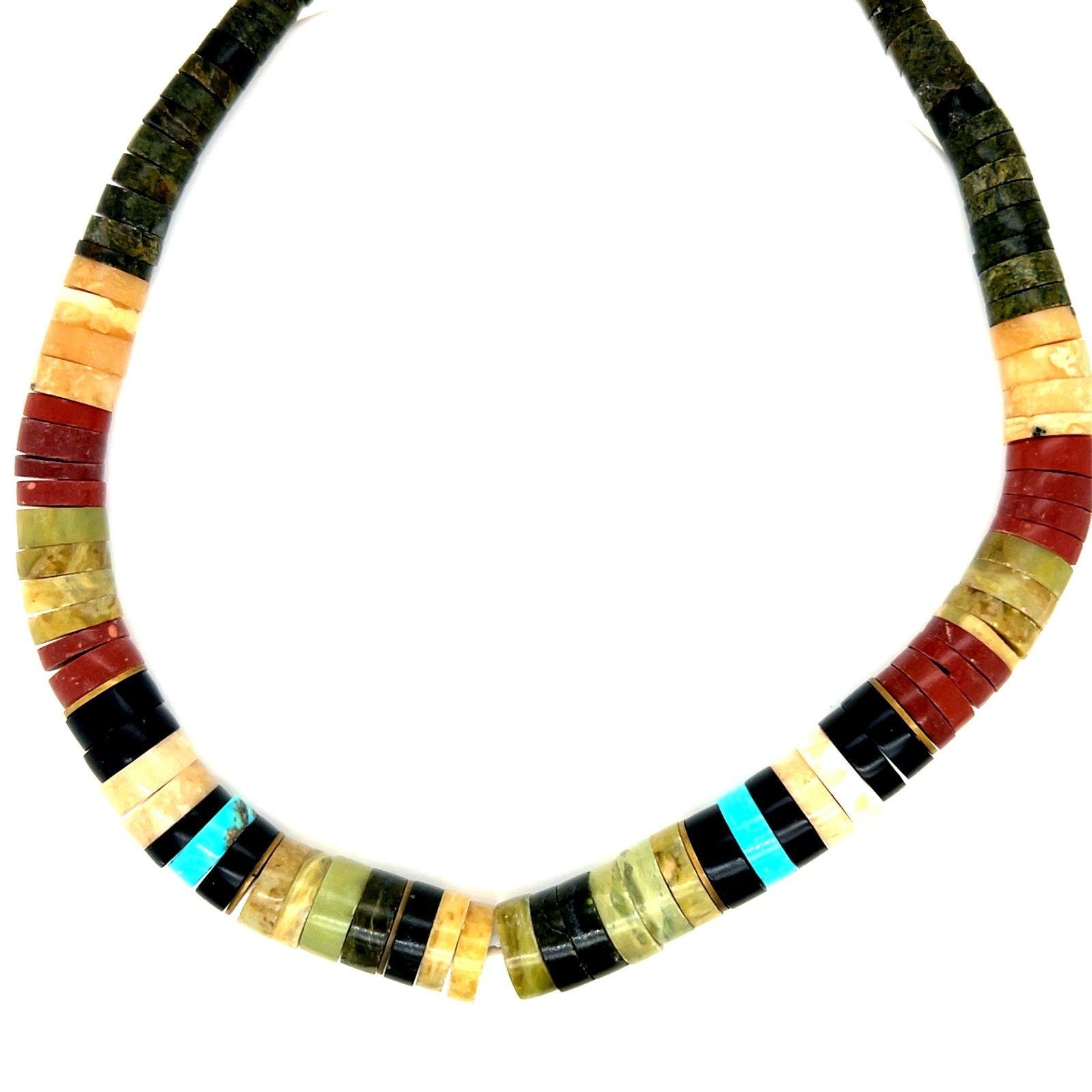 Silver Native American Beaded Necklace