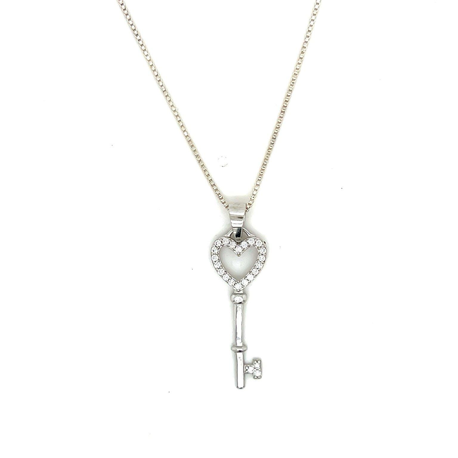 Silver 925 Key Cz Pendant Necklace