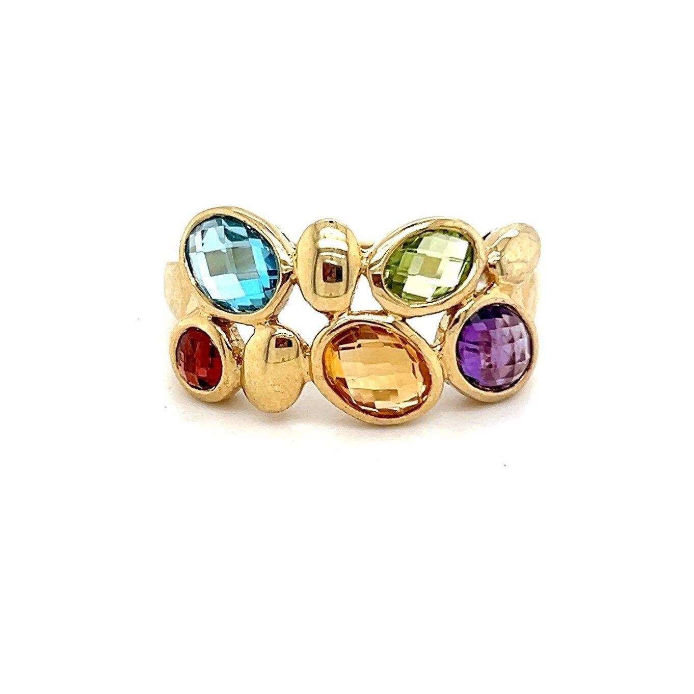 925 Gold Over Silver Multi-stones Ring