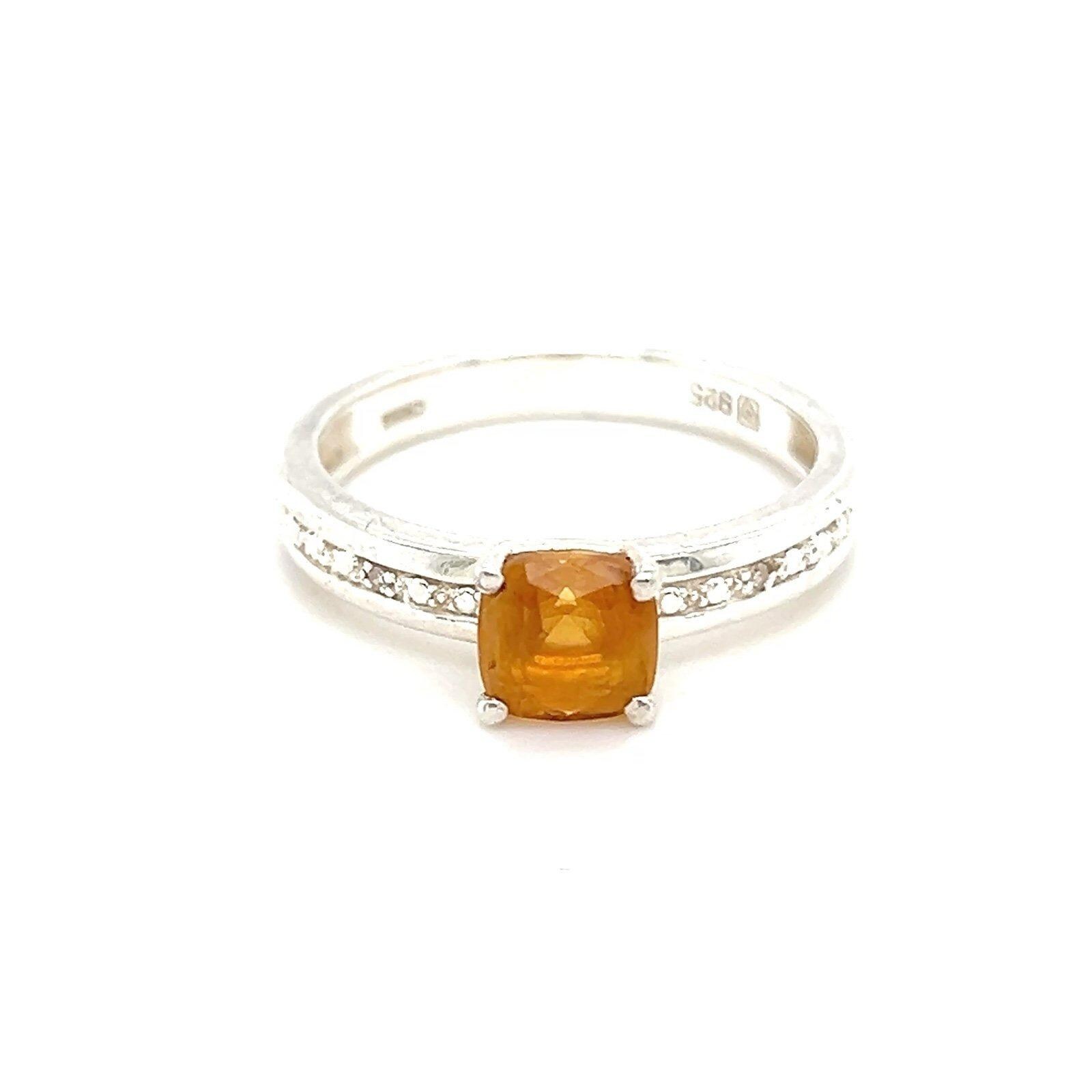 Silver 925 Orange Stone Ring